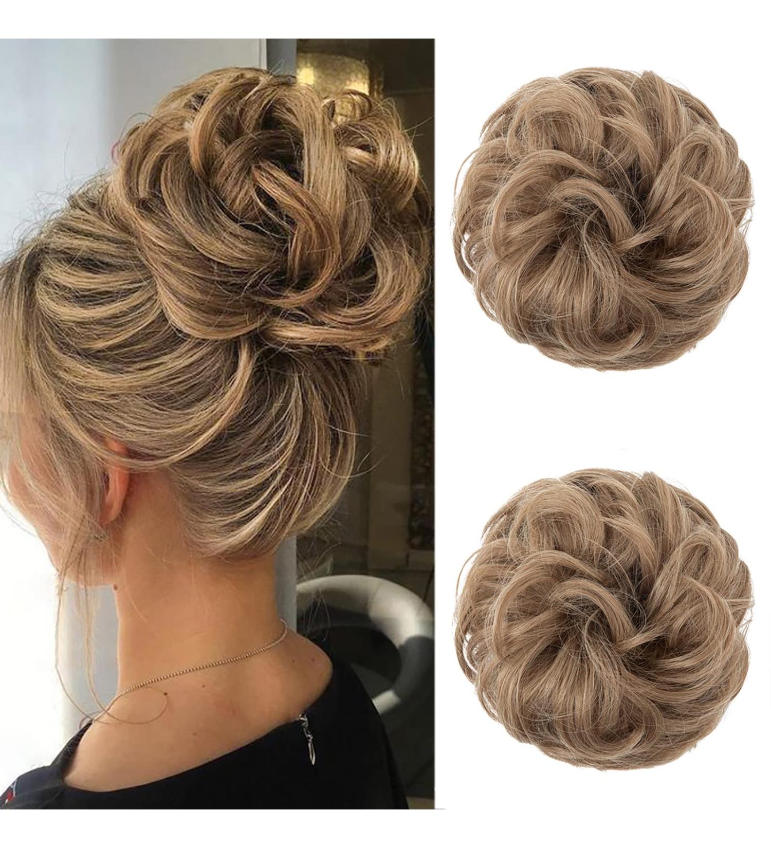 Jjstar 2-Piece Hair Part with Rubber Band - Dutt Hair Tie for Women & Girls | Messy Bun Hair Extensions in Brown & Blonde Mix - Buy Online on GoSupps.com