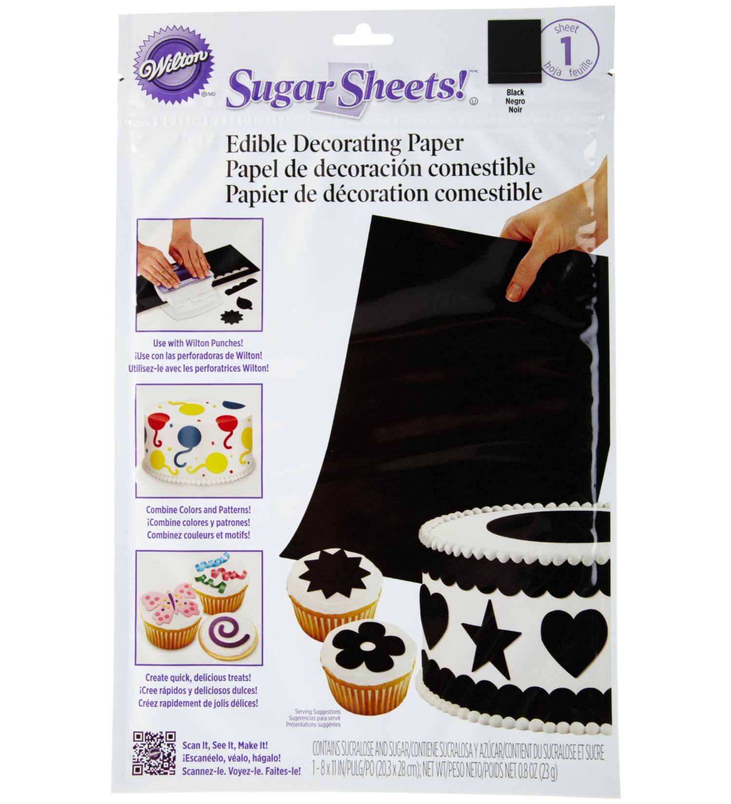 Wilton Black Sugar Sheet - Edible Decorating Paper for Cake Design - Buy Online on GoSupps.com