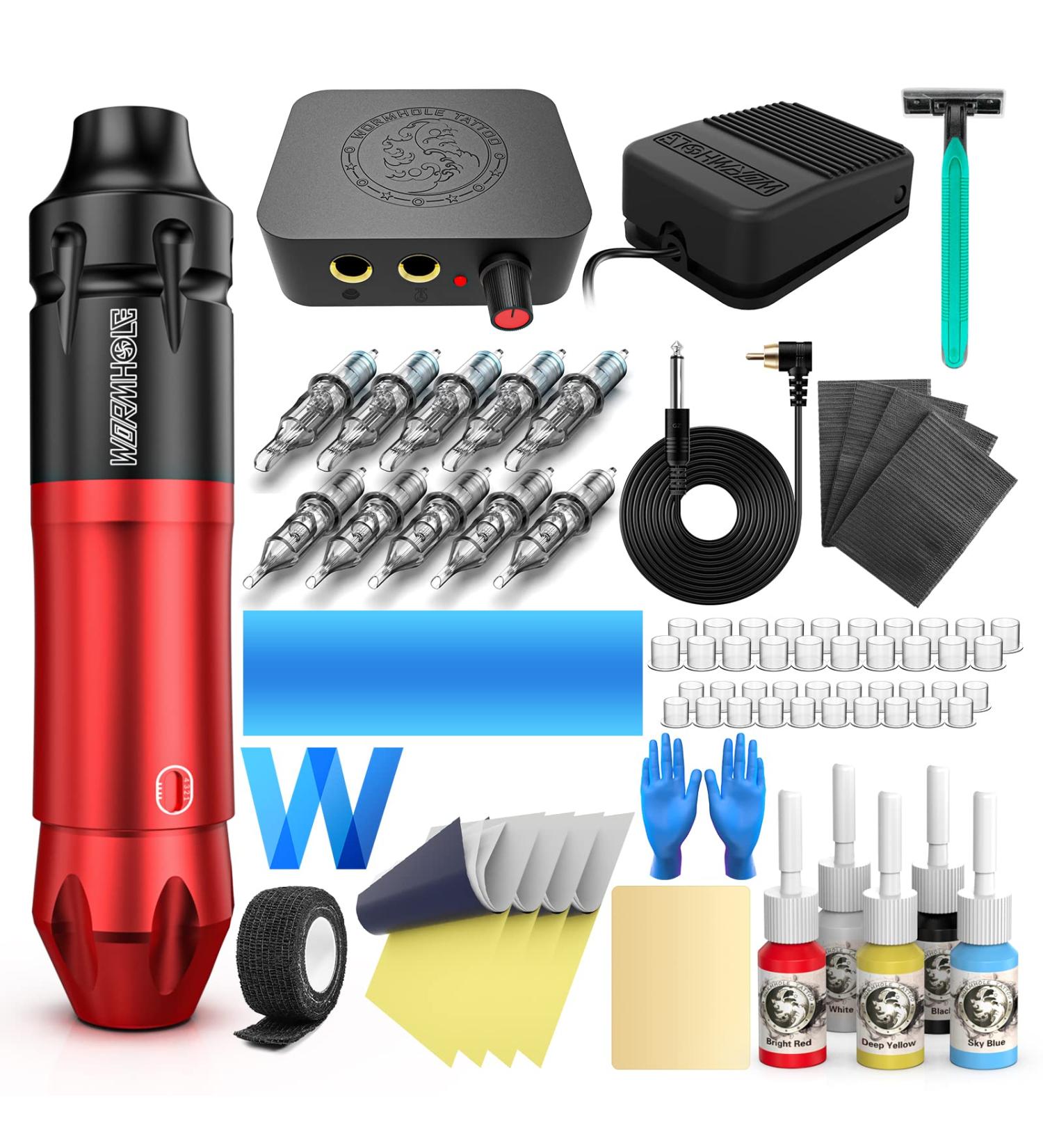 Wormhole Tattoo Kit - Professional Machine, Cartridge Needles, Power Supply - for Artists and Beginners | WTK157 - Buy Online on GoSupps.com