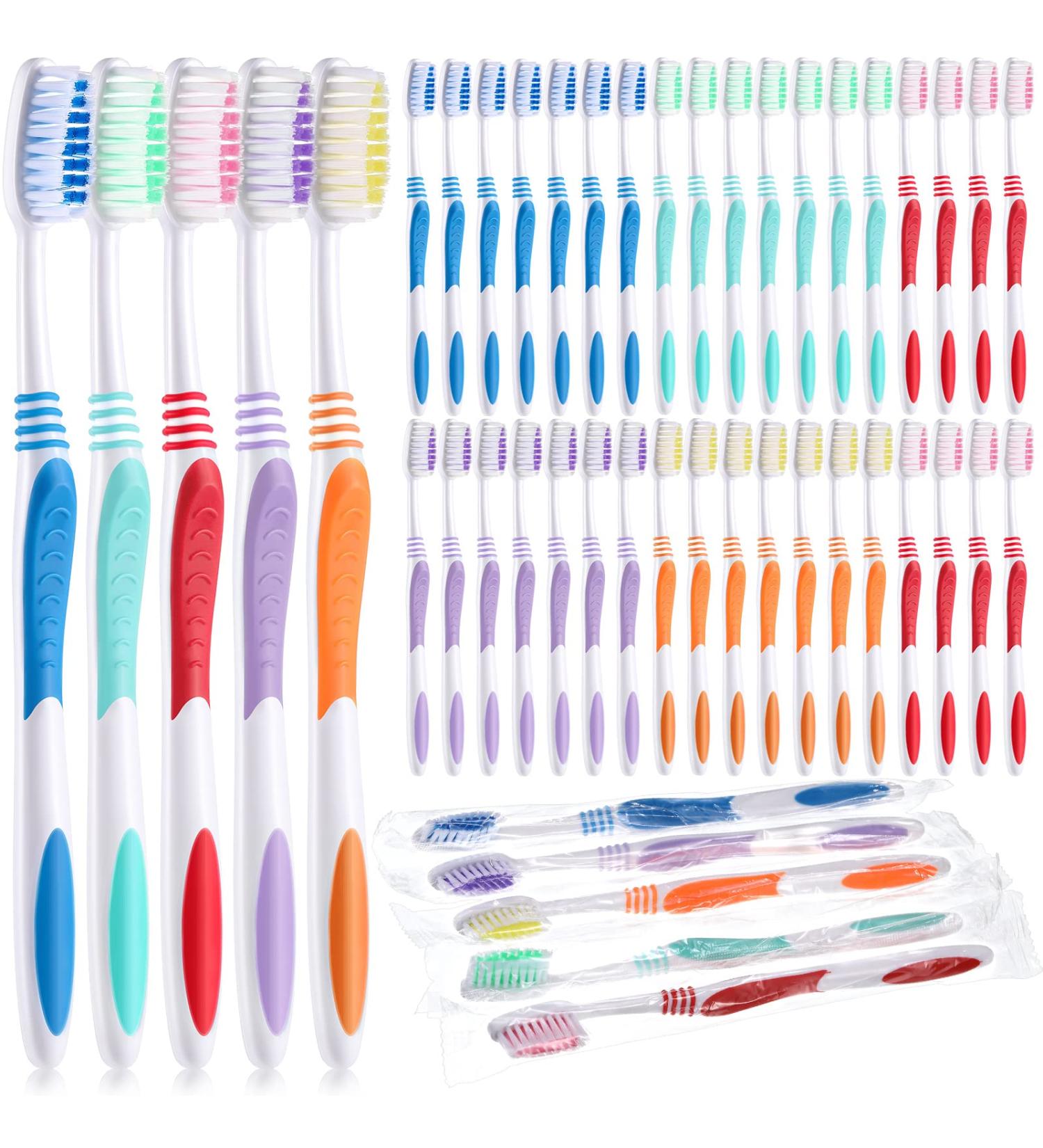 Buy Individually Wrapped Travel Toothbrushes - Soft Bristles Disposable for Hotels & Guests | Multi-Color Options Available - Buy Online on GoSupps.com