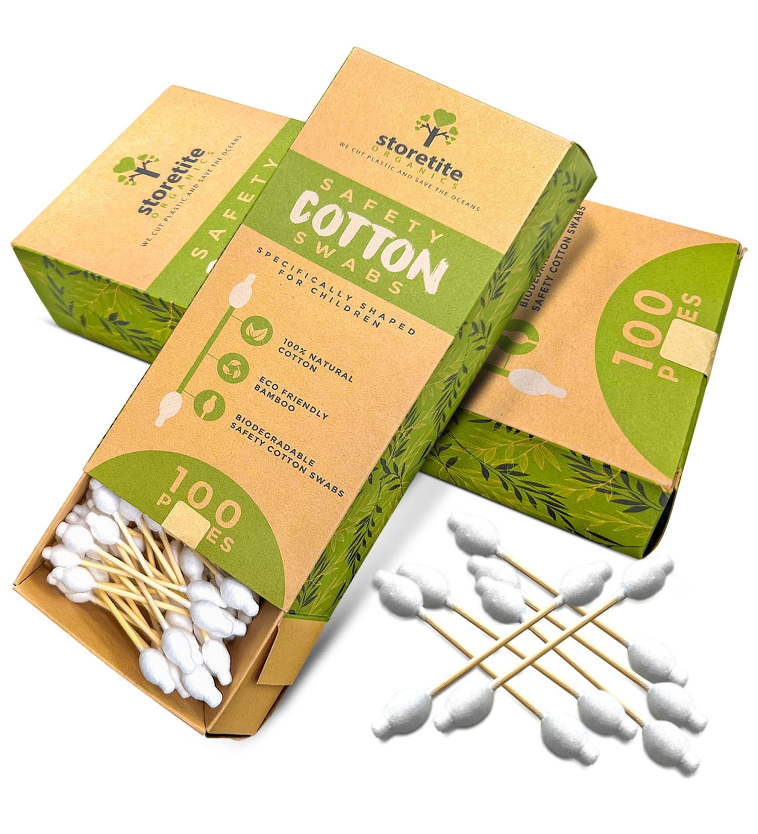 Biodegradable Bamboo Cotton Swabs for Babies | Safe Organic Ear Cleaning & Makeup | Eco-Friendly 100pcs Pack - Buy Online on GoSupps.com