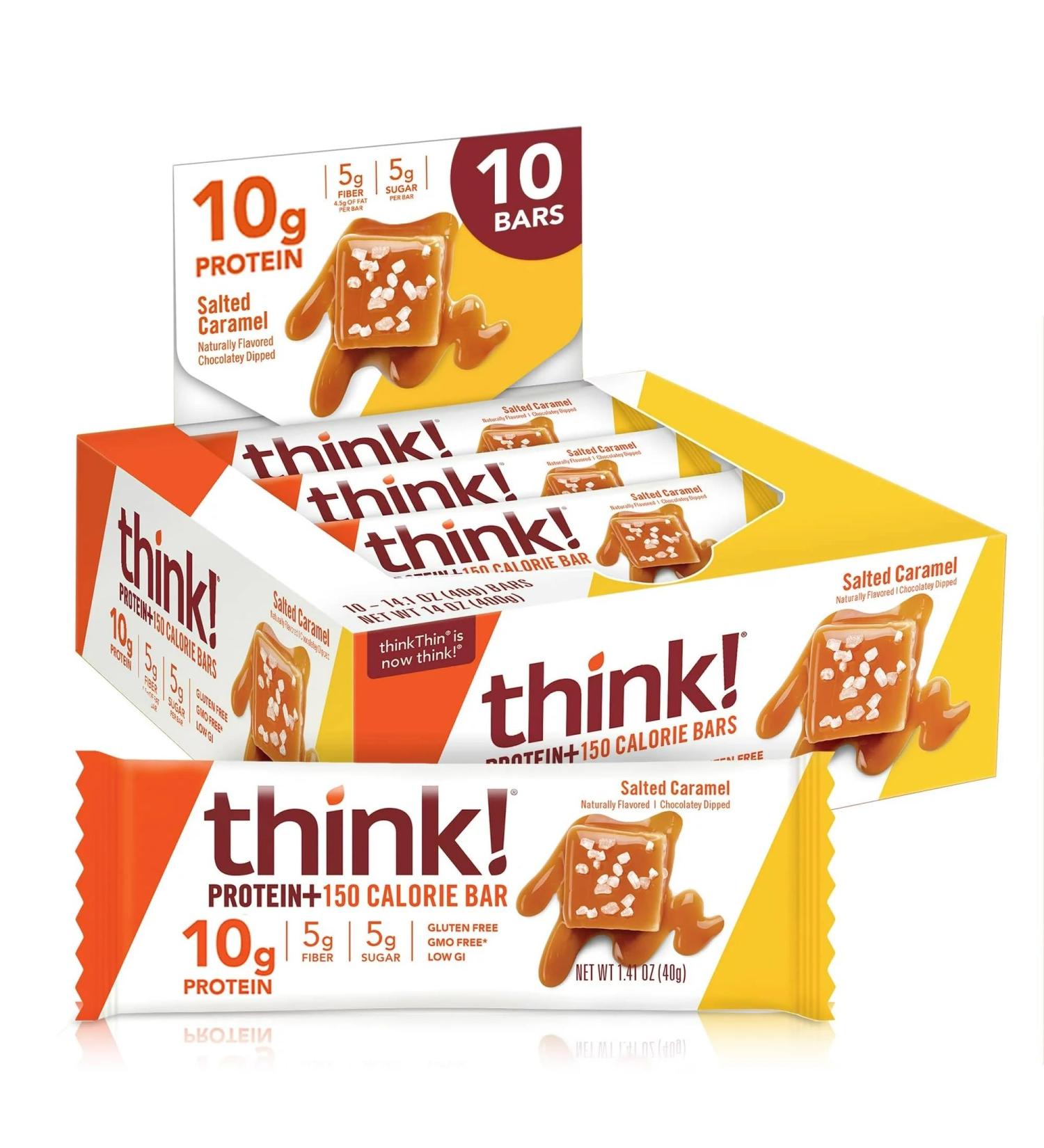 Think Thin Salted Caramel Protein Bar 1.41 oz | High Protein Snack | Low Sugar | Healthy On-the-Go Treat - International Shipping Available - Buy Online on GoSupps.com