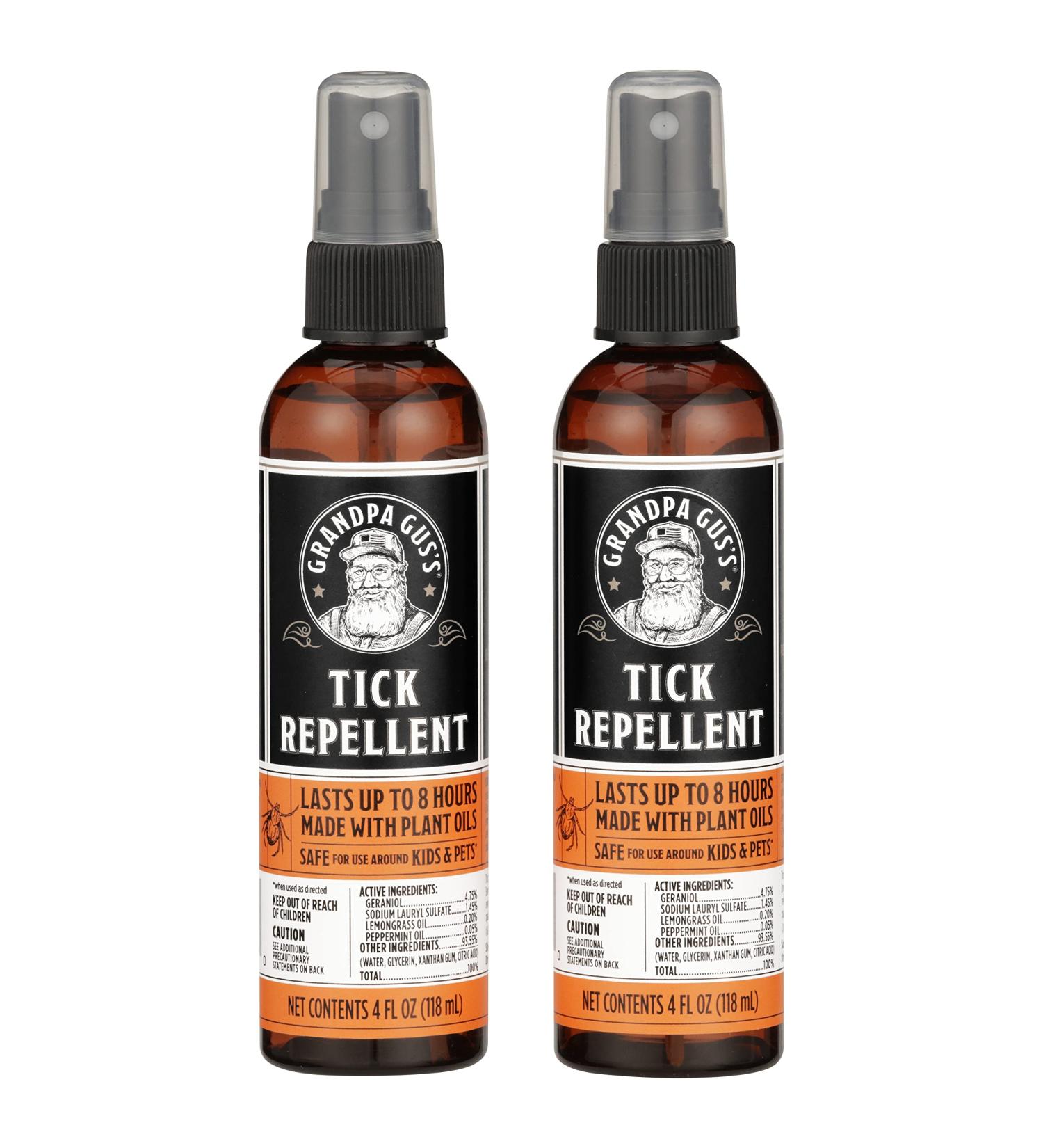 Grandpa Gus's Tick Repellent Spray with Plant-Based Actives  No DEET  4 oz  Pack of 2 - Buy Online on GoSupps.com