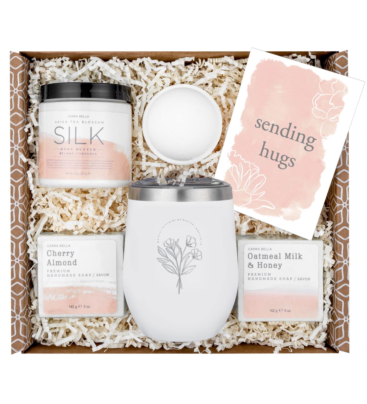 Get Well Soon Gifts for Women - Sending Hugs Spa Gift Box Care Package for Friends - Sympathy Thinking Of You Recovery Feel Better Soon Gift Basket includes Tumbler Soaps Body Butter and Bath Bomb White Tumbler - Buy Online on GoSupps.com