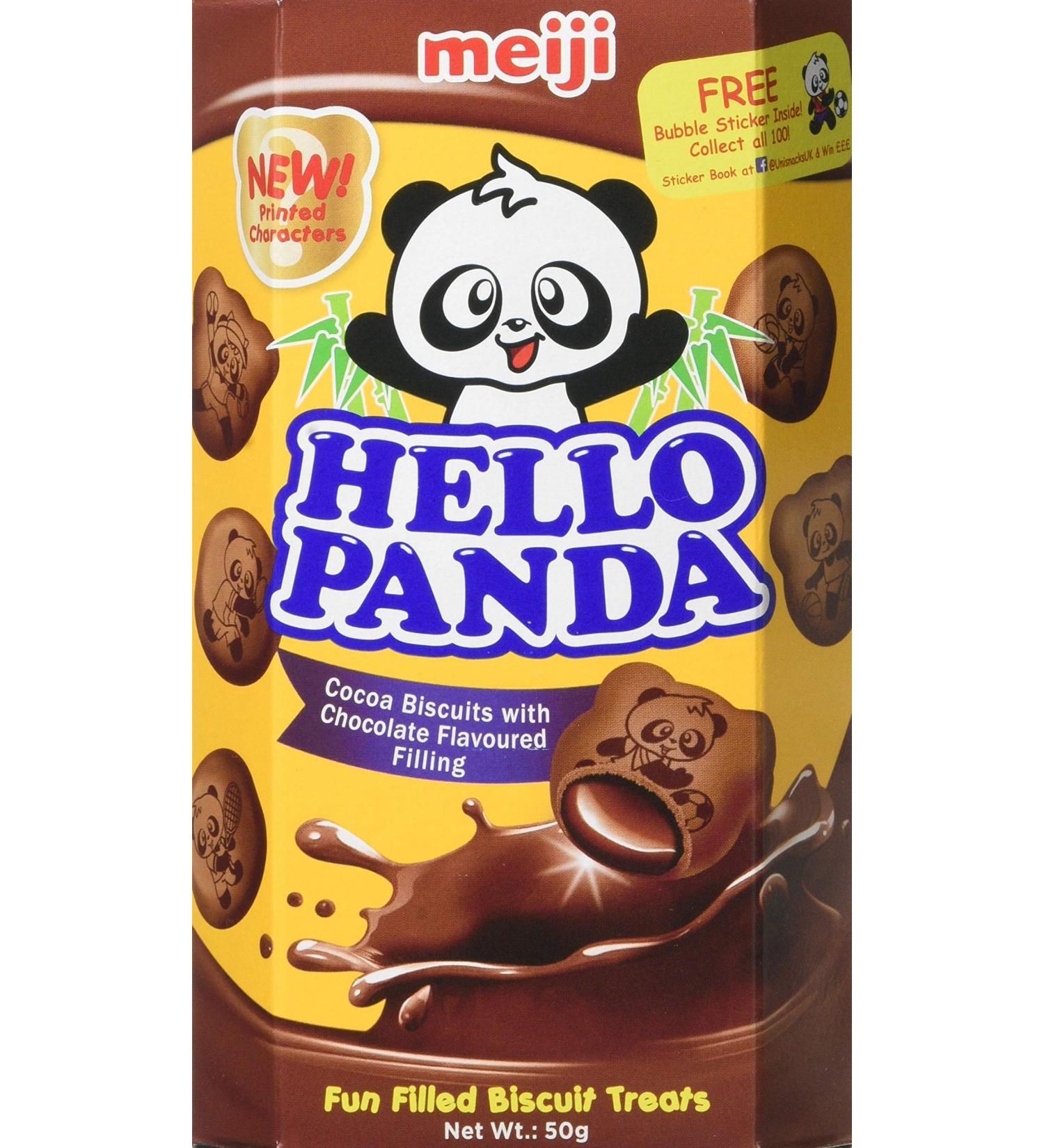 Meiji Hello Panda Chocolate Biscuits with Chocolate Flavour Filling 10 x 50g - Buy Online on GoSupps.com