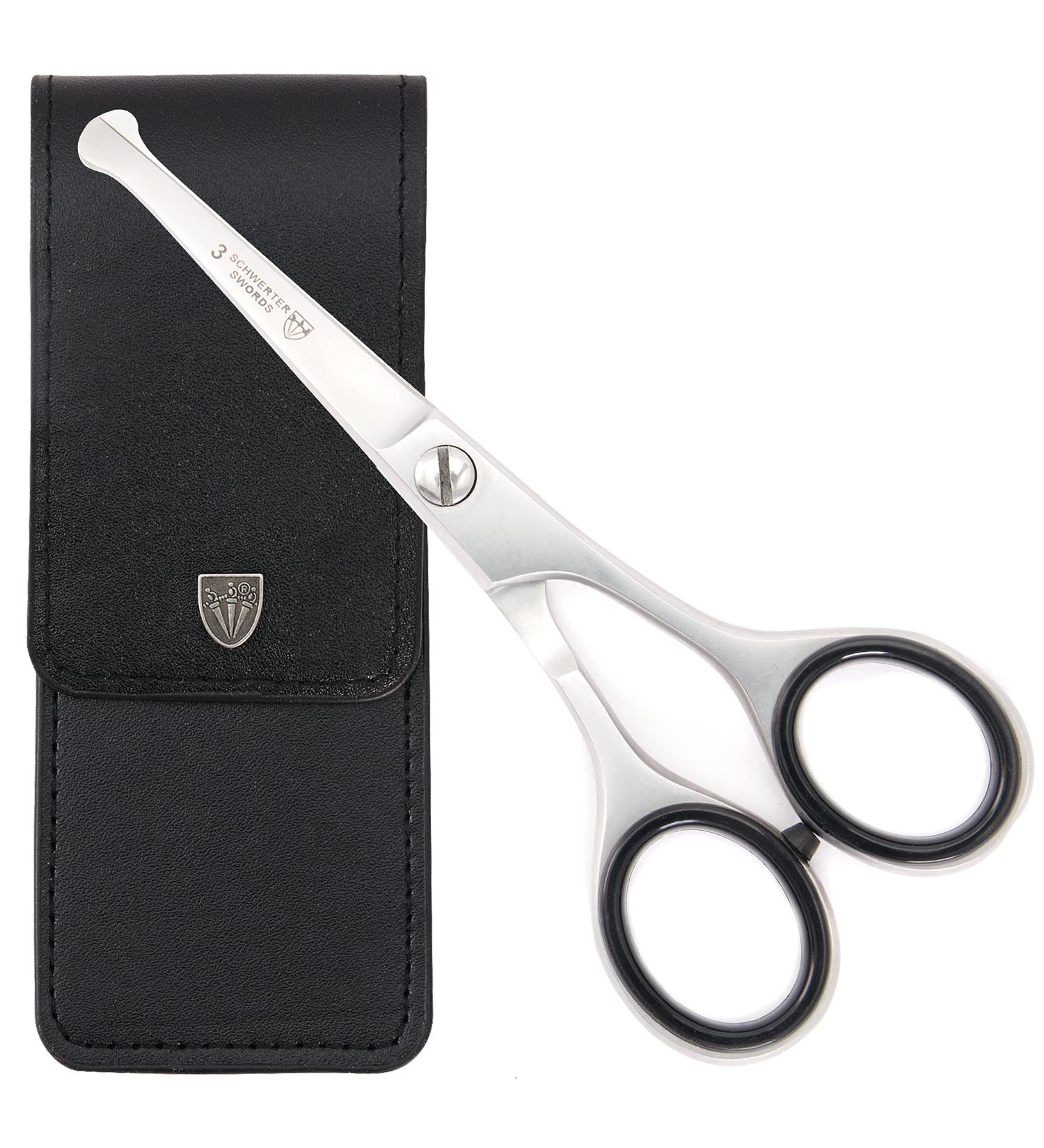 3 Swords Germany Professional Nostril Nose and Ear Hair Scissors - Stainless Steel Straight Blade with Rounded Tip, Black Case - Nose and Ear Scissors - Buy Online on GoSupps.com