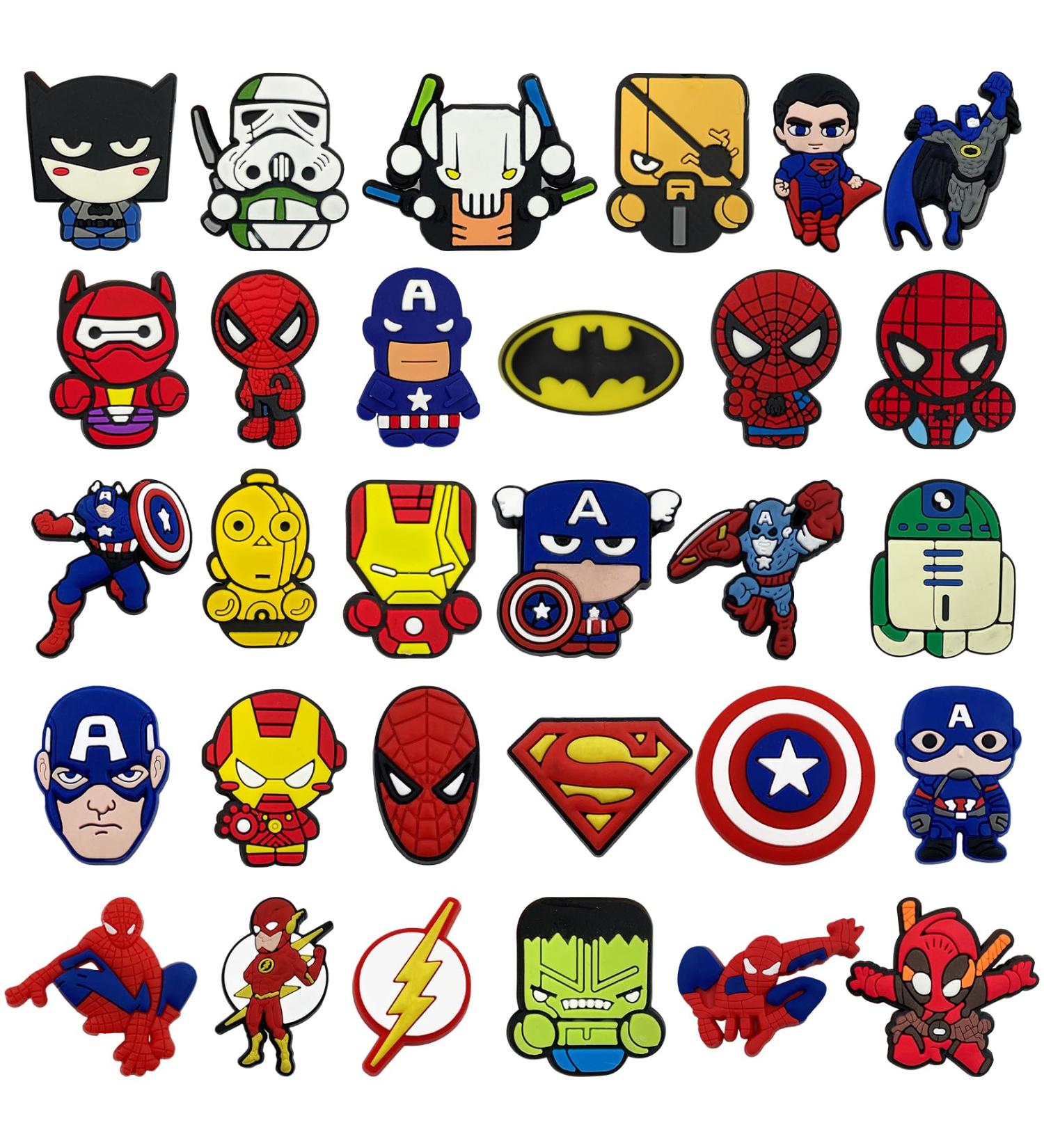 WKXINXUAN 30 Pack Marvel Cartoon Shoe Pins - Crocodile & Super Hero PVC Charms for Kids & Adults | DIY Clog Shoe Decorations & Gift Ideas - Buy Online on GoSupps.com