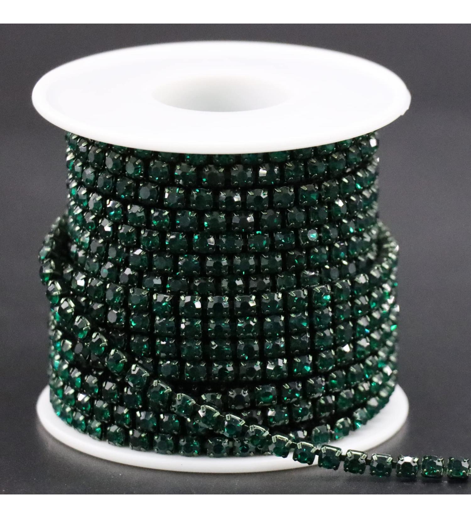 10 Yards Dark Green Rhinestone Trim SS18/4.0mm Chain for Wedding Crafts - Jerler - Buy Online on GoSupps.com