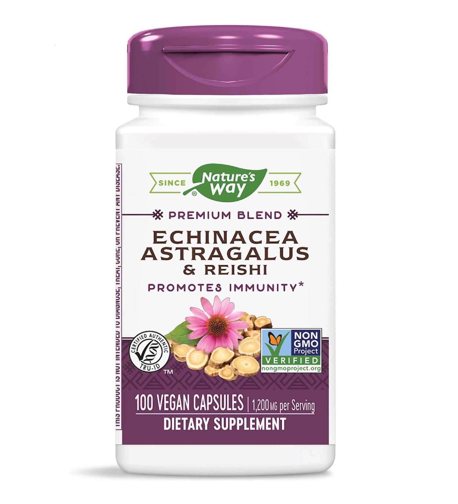 Nature's Way Echinacea, Astragalus & Reishi 1200mg - Vegan Capsules (100 Count) - Buy Online on GoSupps.com