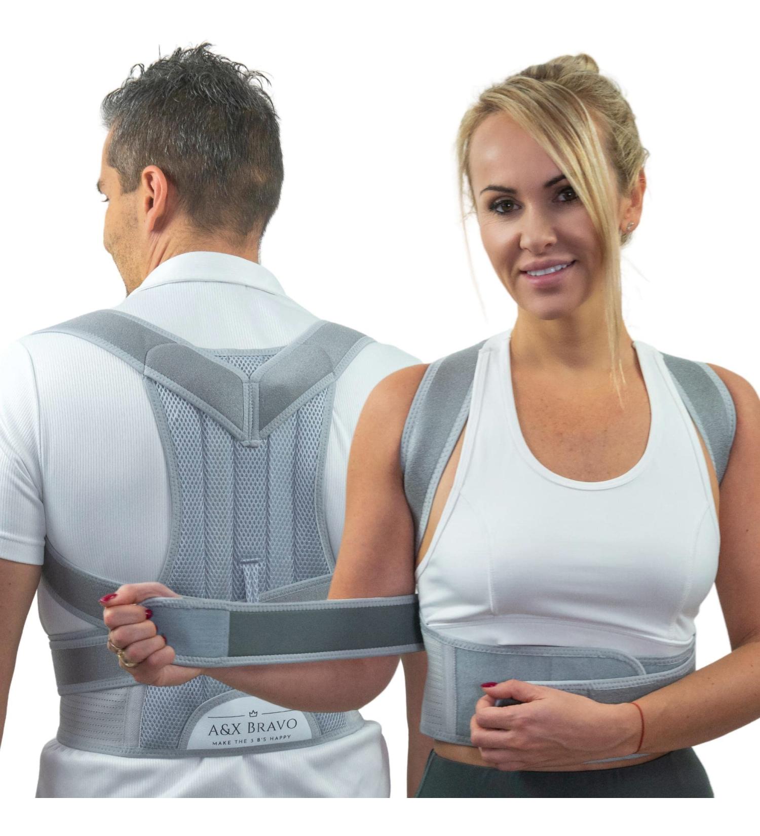 A&X Bravo Posture Corrector for Men and Women - Adjustable Lumbar Support Brace for Improved Posture and Pain Relief - XL Grey - Buy Online on GoSupps.com