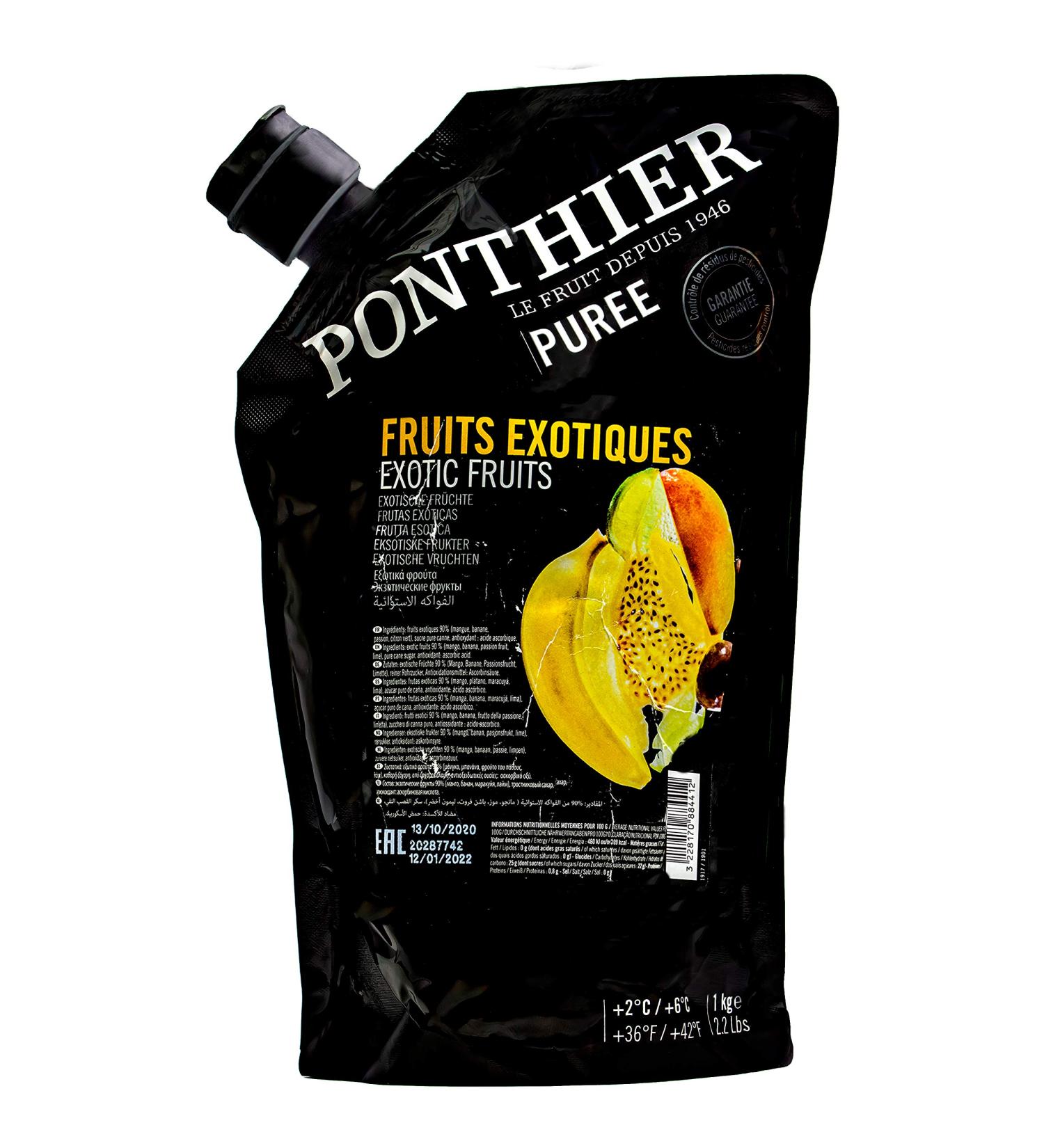 Exotic Fruit Puree - Mango Banana Maracuja Limette 6x1kg | Ponthier - Ideal for Smoothies Sorbets Panna Cotta & More - No Artificial Additives - Buy Online on GoSupps.com