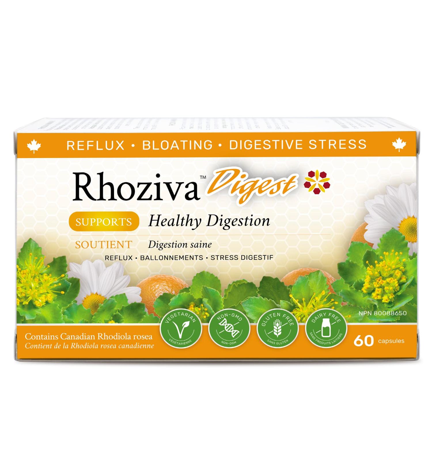 Rhoziva Digest. Gut Health Supplement with Digestive Enzymes for Women and Men. Supports Healthy Digestion Reflux Bloating. 60 Capsules - Buy Online on GoSupps.com