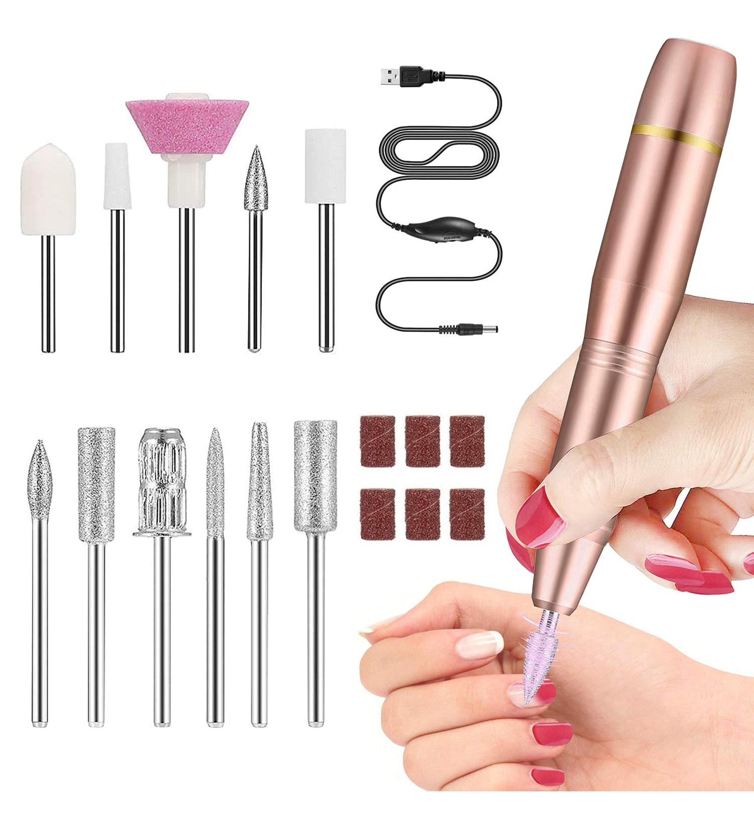 Buy 11-in-1 Electrical Nail File Set for Gel & Acrylic Nails - Professional Pedicure & Manicure Kit for Home & Studio - Gold Finish - Buy Online on GoSupps.com