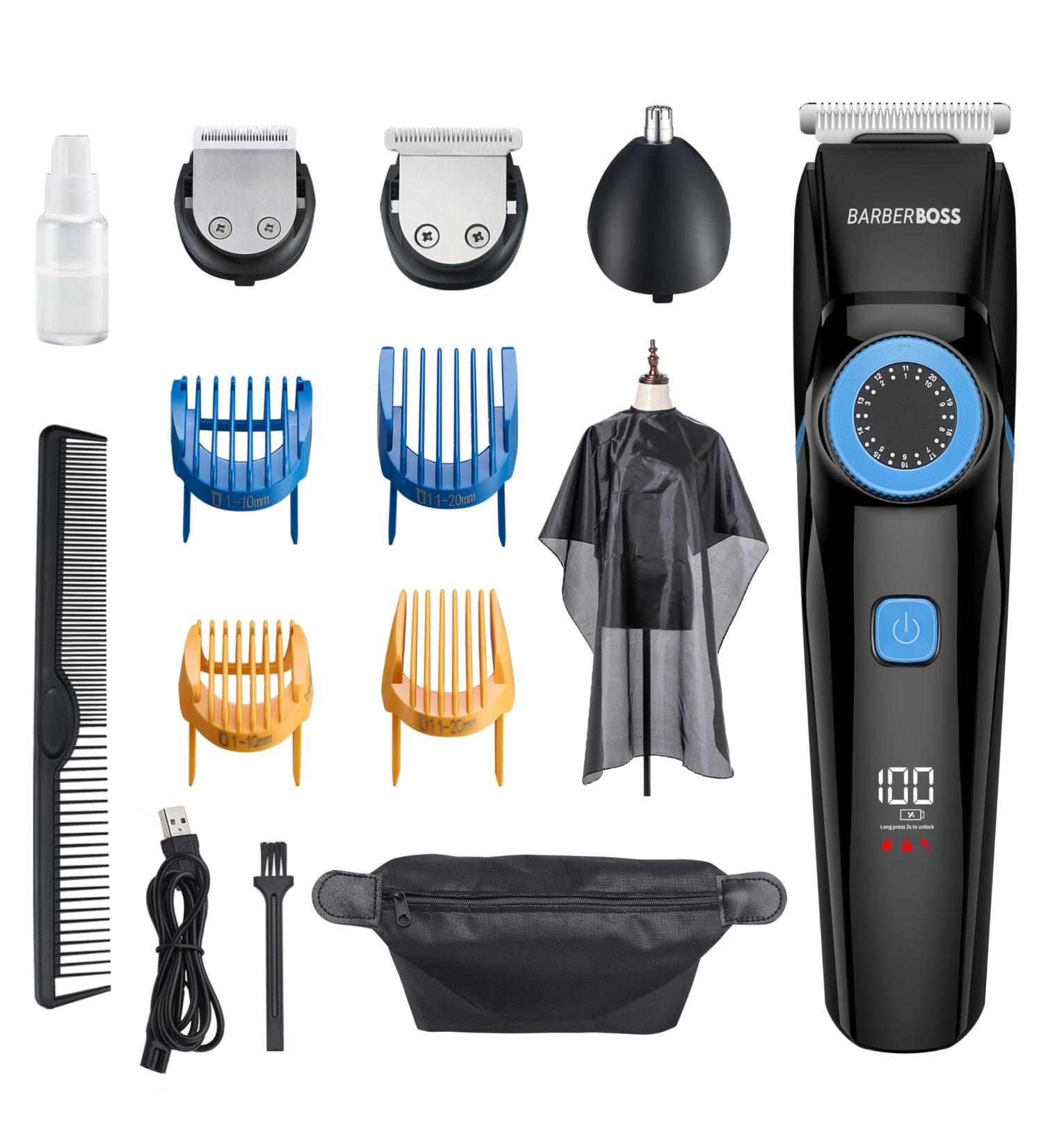 Barberboss Beard Trimmer and Hair Clippers Set - Men's Grooming Kit with Nose Trimmer - Waterproof Design (QR-6052) - Buy Online on GoSupps.com
