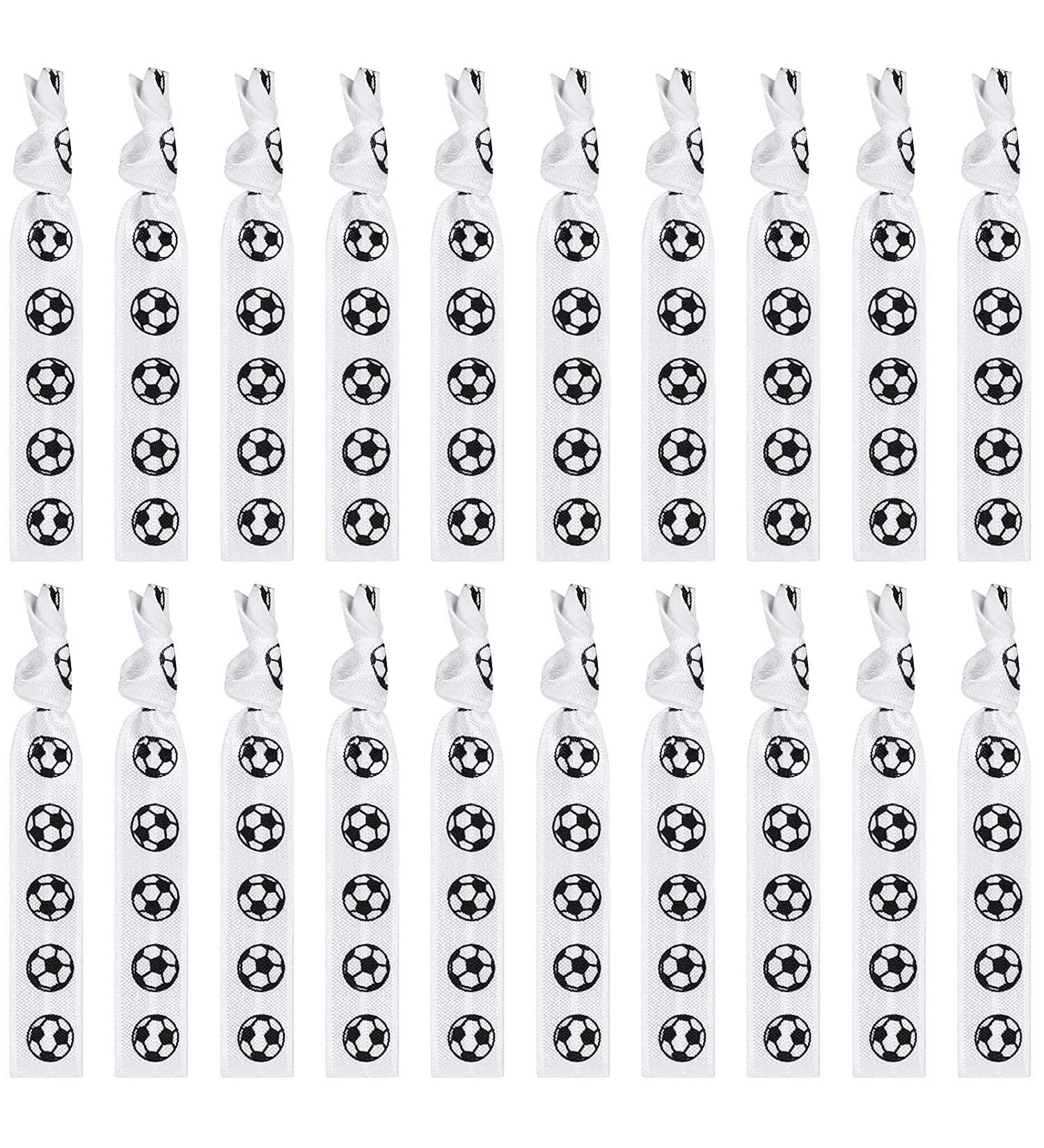 20 Soccer Hair Ties - Elastic Ribbon Ponytail Holders for Girls & Women | No Crease Hair Accessories for Football Team Members - Buy Online on GoSupps.com