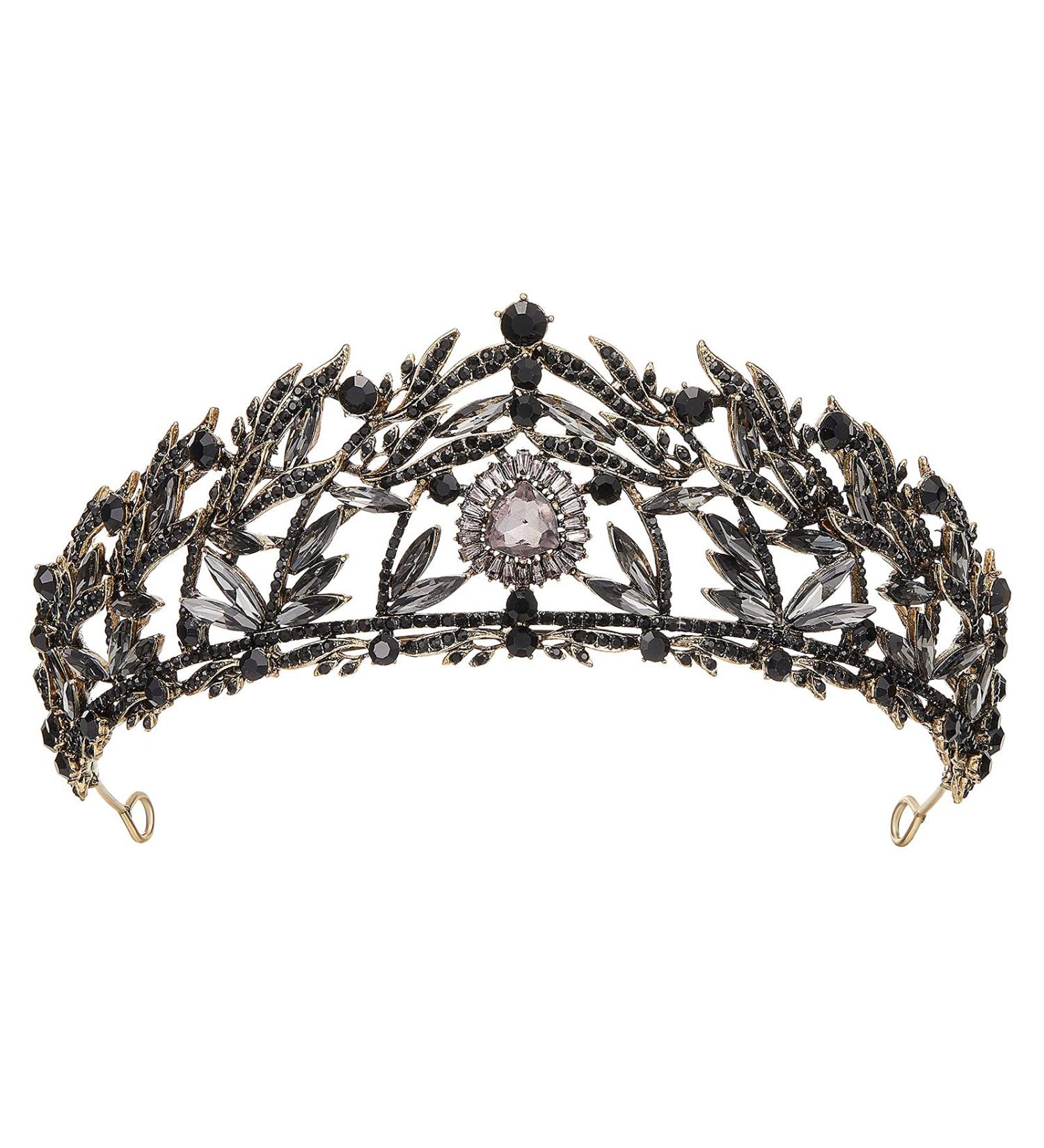 AW BRIDAL Black Tiara Crown for Women - Vintage Queen Crown Headband for Wedding, Prom, Halloween - Buy Online on GoSupps.com