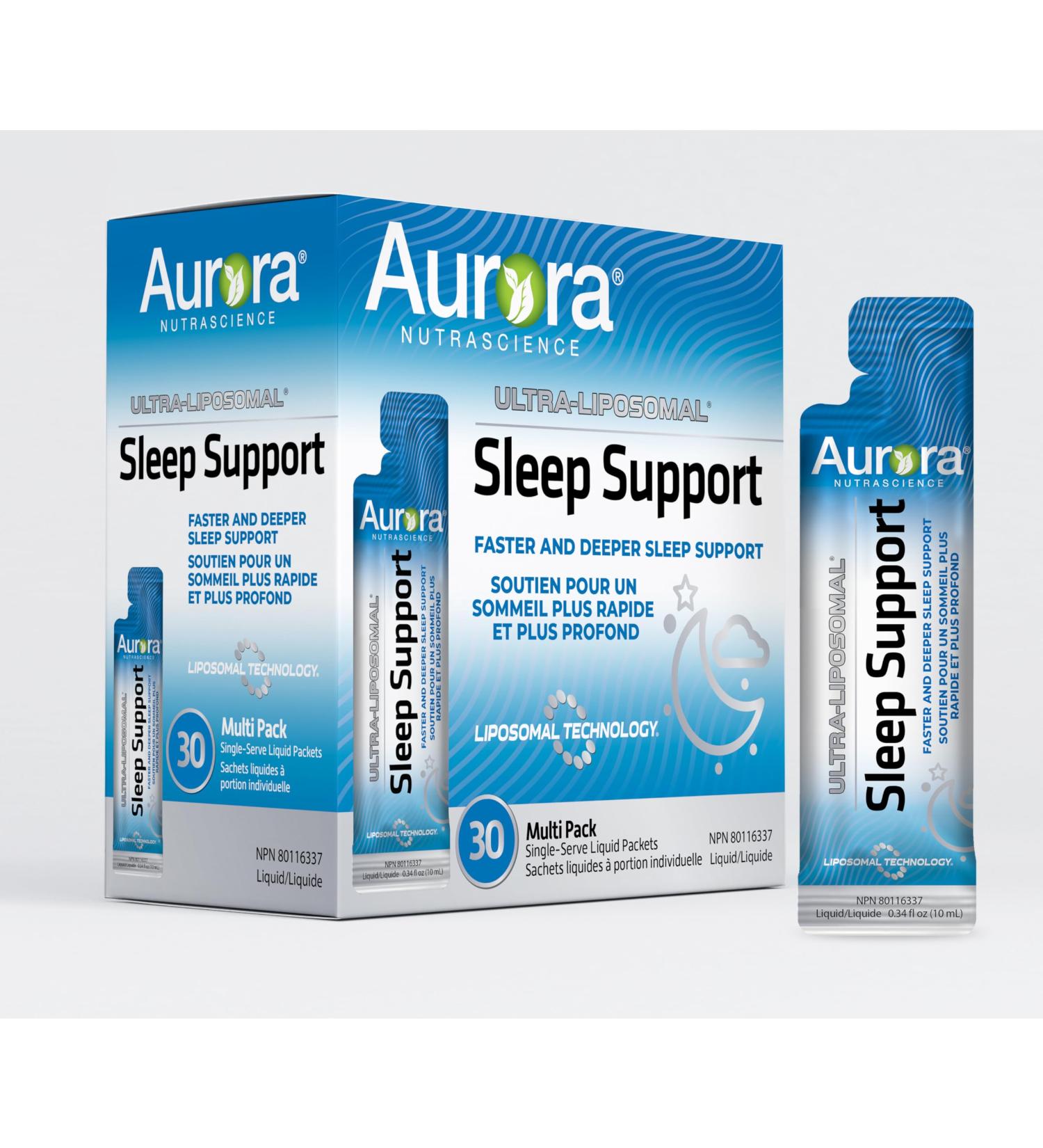 Aurora Nutrascience Ultra-Liposomal Sleep Support Gluten Free Non-GMO Sugar Free Salted Caramel Flavour 30 Single-Serve Liquid Packets. NPN 80116337 - Buy Online on GoSupps.com