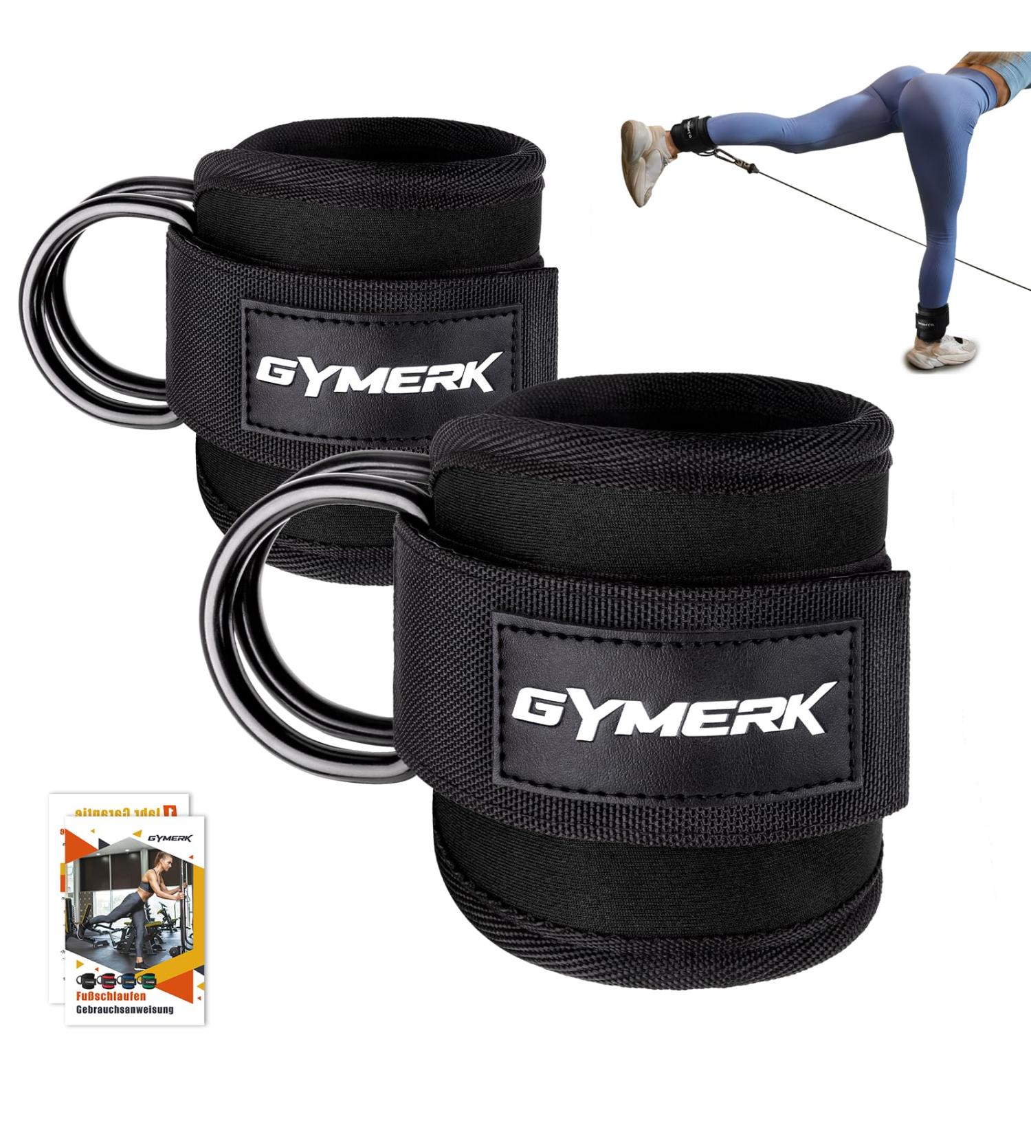 GYMERK Foot Loops Cable Pull - 2pcs Comfortable 7mm Padding Elastic Kickbacks for Men & Women - Black - Buy Online on GoSupps.com