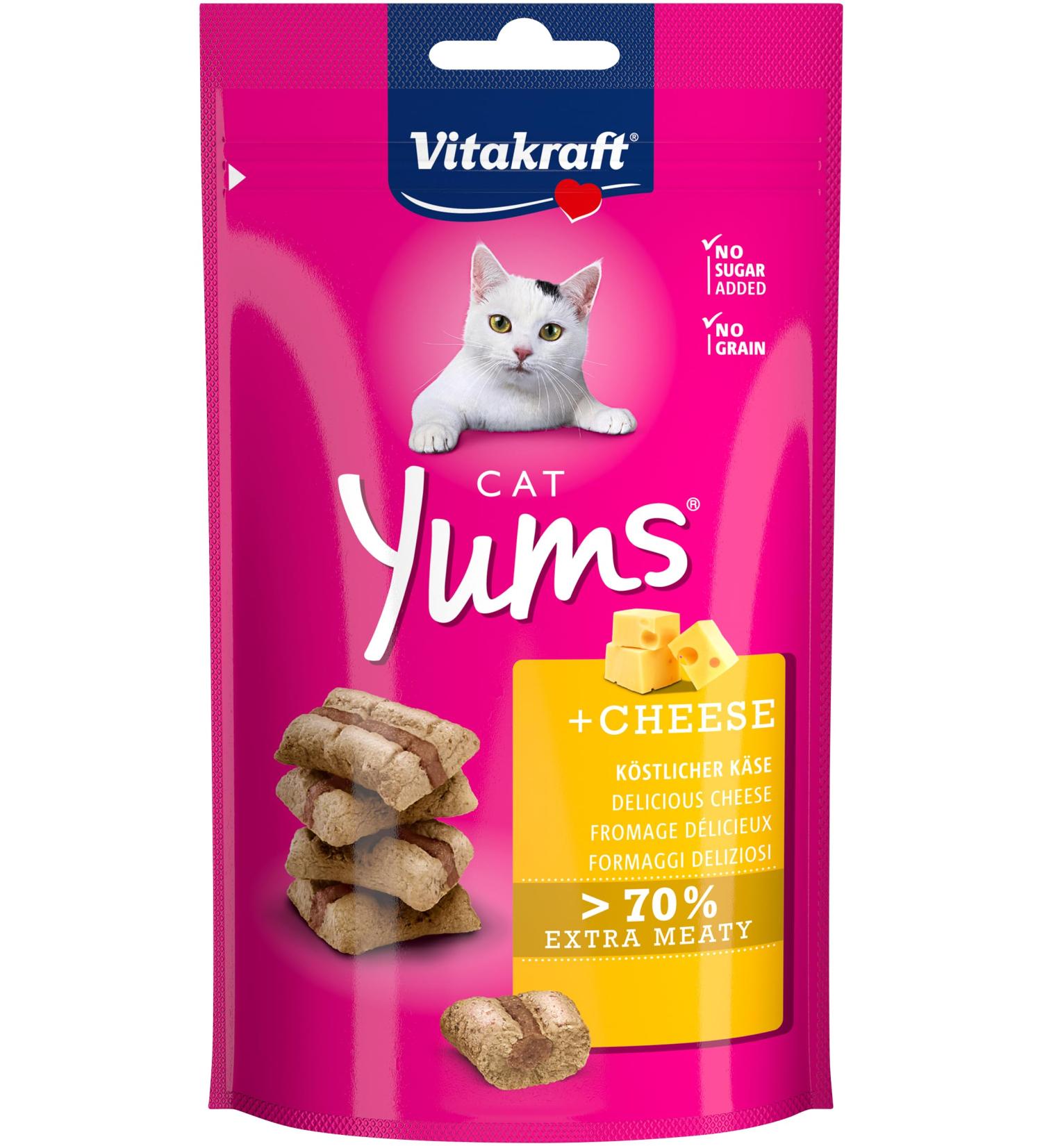 Vita Power Cat Yums - Extra Meaty Cheese Cat Snack (40g) | Grain & Sugar Free Treats in Recyclable Bag - Buy Online on GoSupps.com