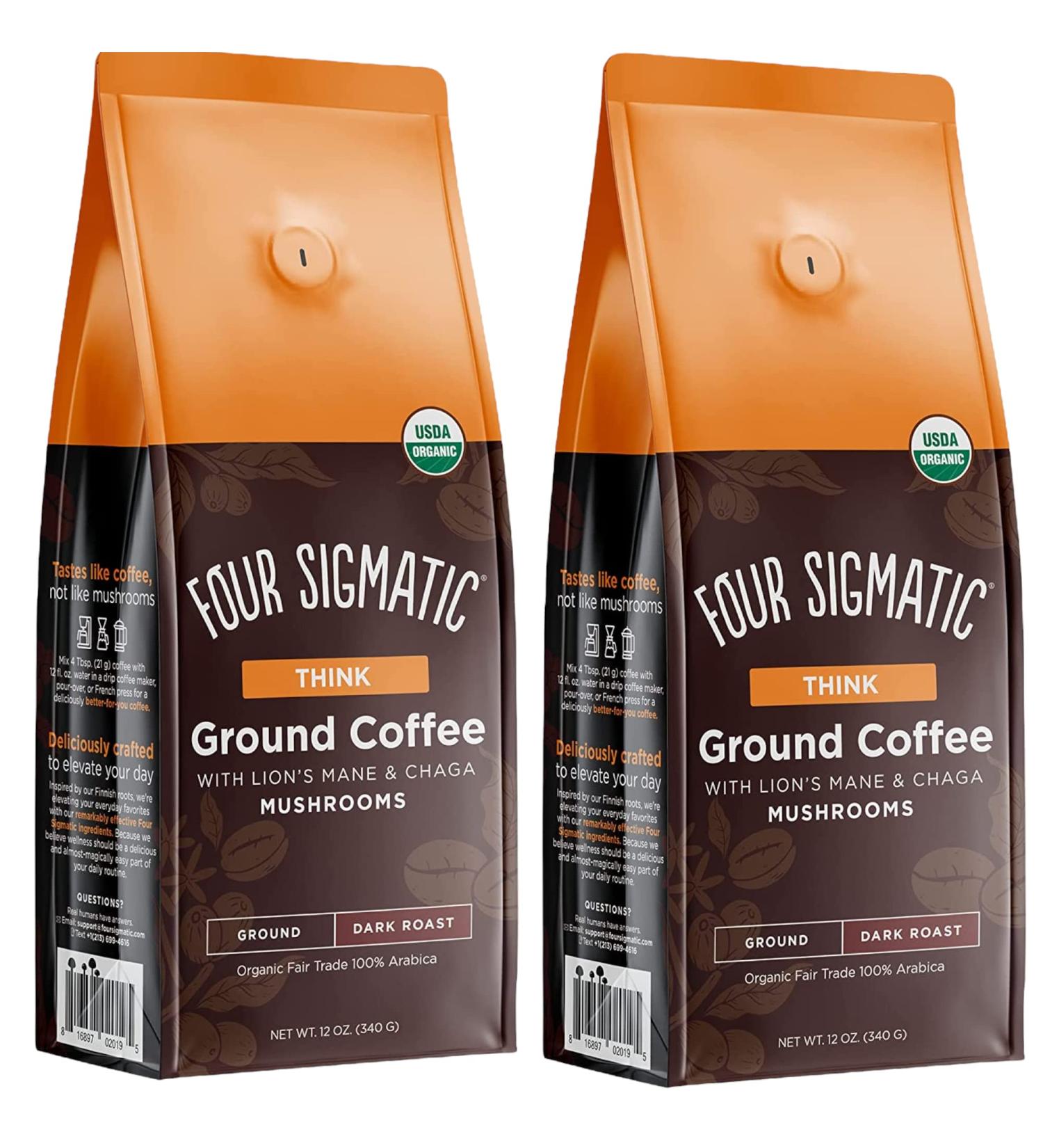 Four Sigma Tic Champignon Ground Coffee with Lion's Mane Think Dark Roast 340 g Pack of 2 - Buy Online on GoSupps.com