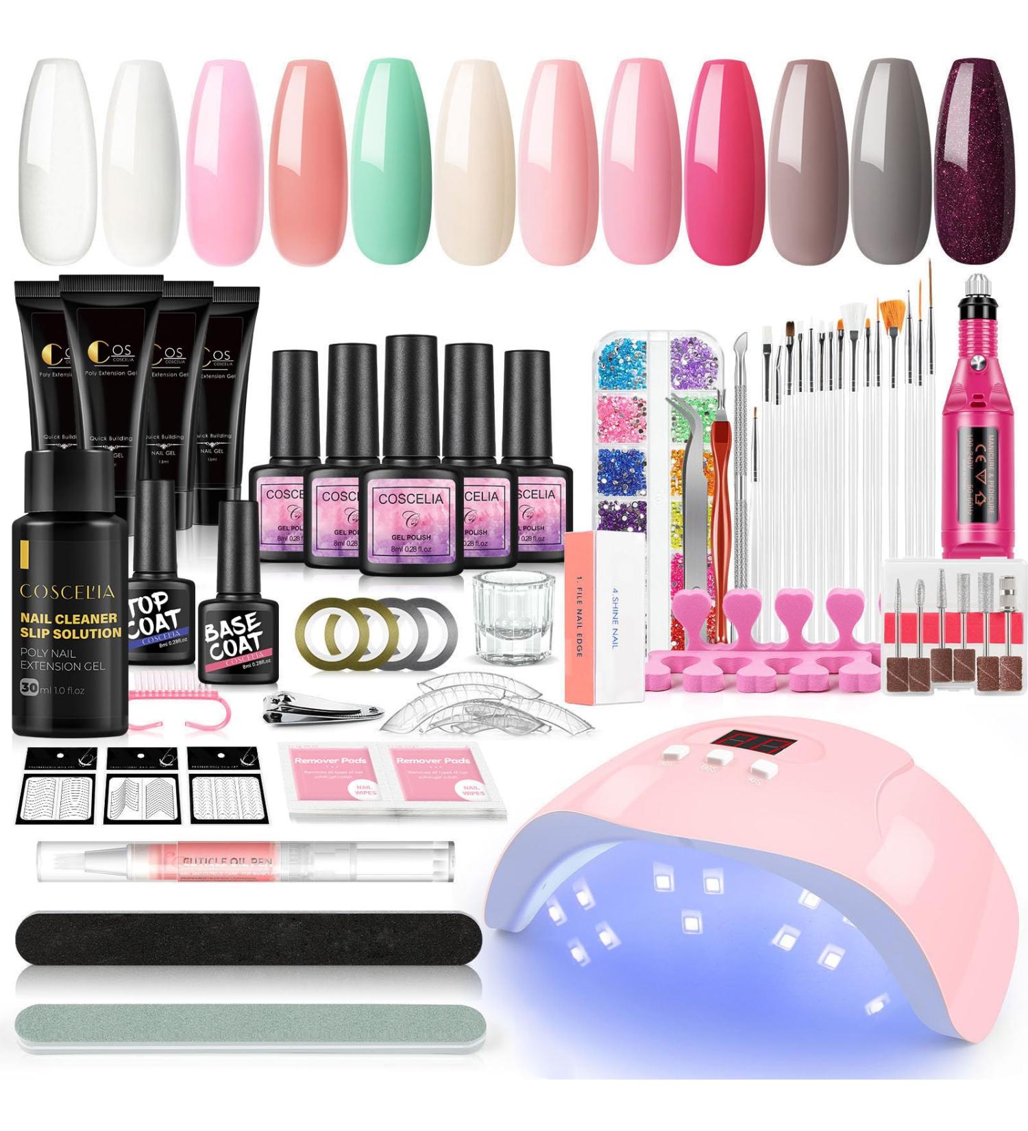 COSCELIA GENNAGEL SET - Complete 8 Colors Gel Nails with 36W UV/LED Lamp | Poly Nail Gel & Cutter | 12PC Starter Set for Stunning Nail Art - Buy Online on GoSupps.com