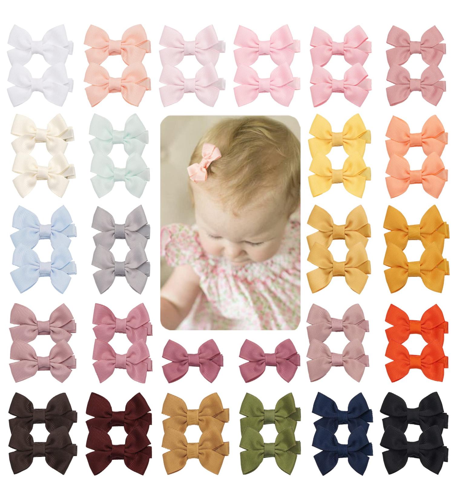 JOYOYO 50 Pcs Baby Hair Clips Small Hair Clips For Baby Girls Small Size Bows 2 Inch Tiny Bows Full Ribbon Lined Non-slip Baby Hair Bows Hair Clips for Toddlers - Buy Online on GoSupps.com