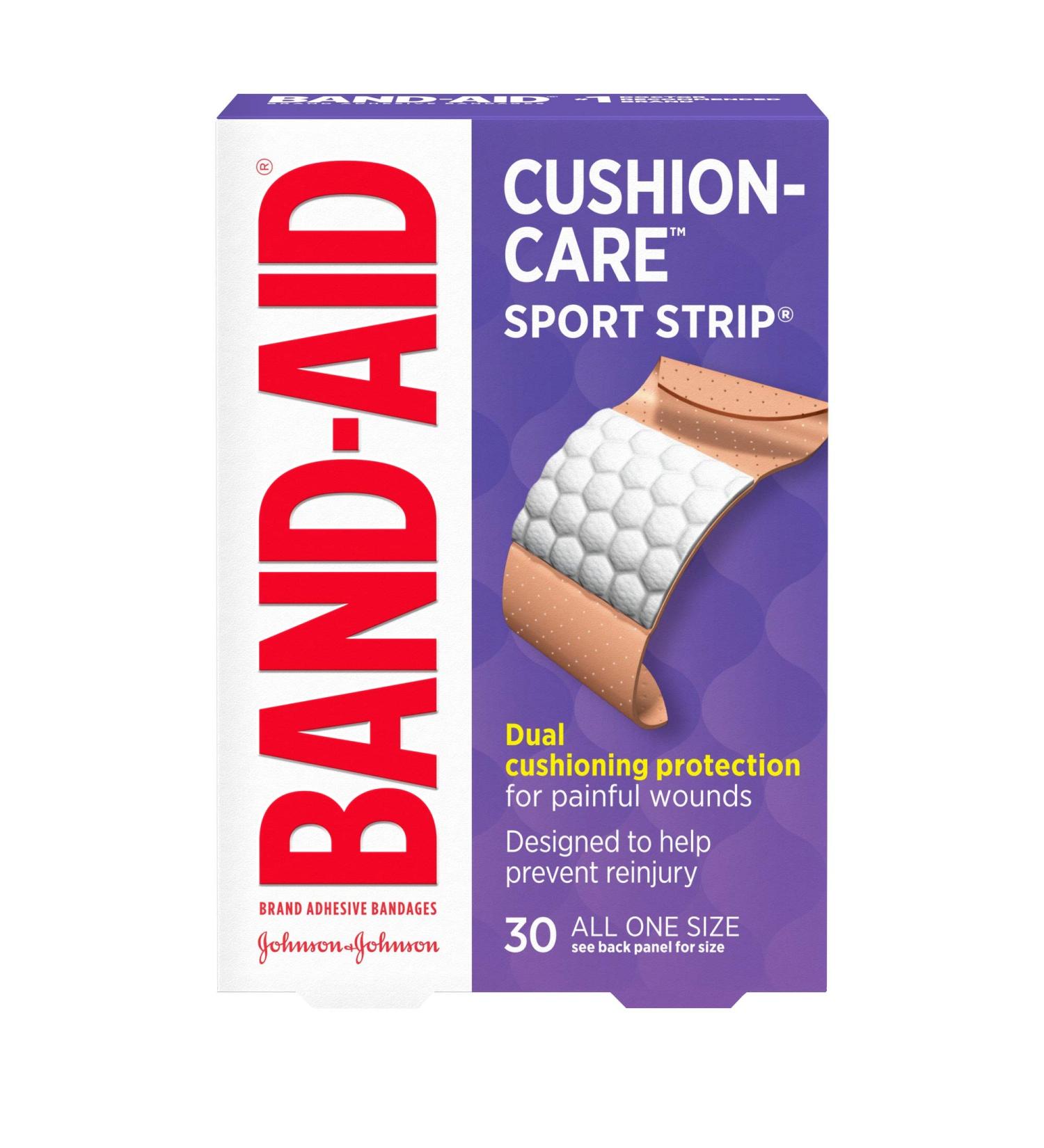 BAND-AID Cushion-Care Sport Strip Bandages - 30 ea (Pack of 3) - Buy Online on GoSupps.com