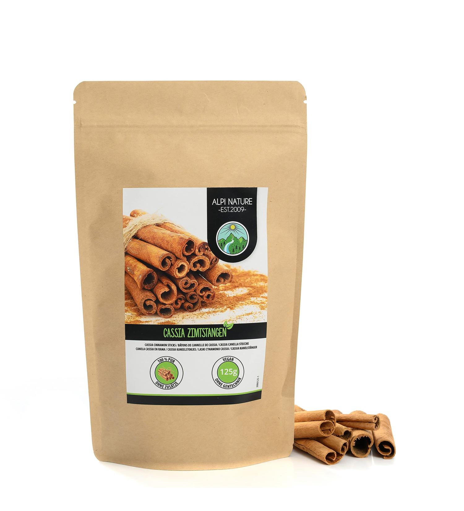 Buy 100% Natural Cassia Cinnamon Sticks (125g) - Whole Vegan Additive-Free Gently Dried - International Shipping Available - Buy Online on GoSupps.com