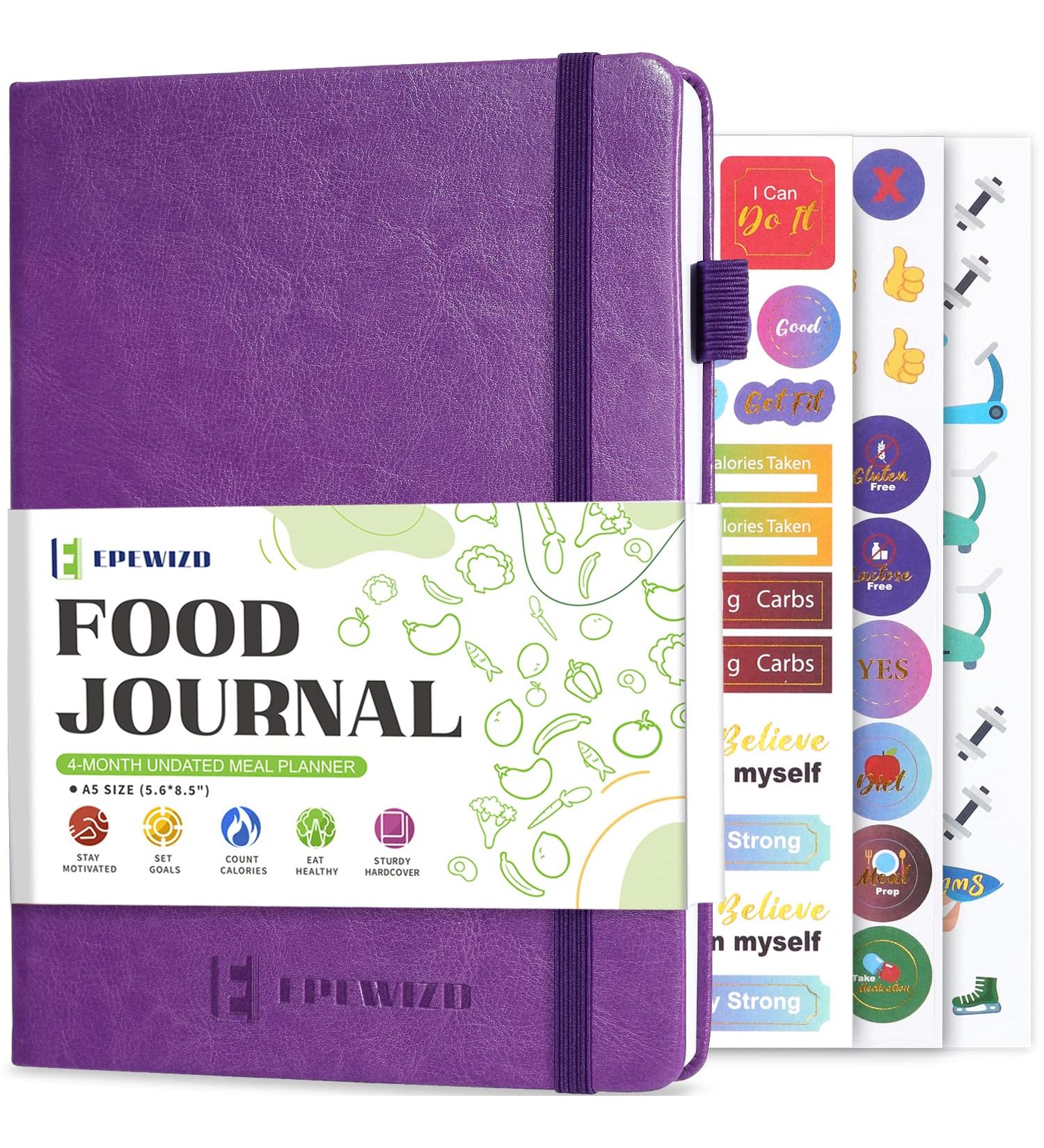EPEWIZD Food Journal & Meal Planner for Weight Loss & Wellness - Daily Diary to Count Calories, Track Nutrient Intake, Achieve Diet & Fitness Goals - A5 size (Purple) - Buy Online on GoSupps.com