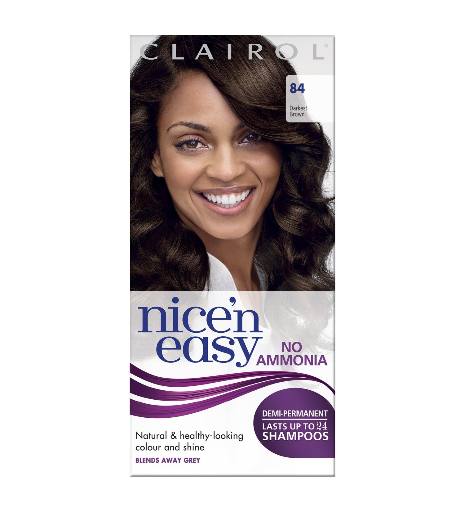 Clairol Nice'n Easy No Ammonia Hair Dye 84 Darkest Brown - Pack of 1 - Buy Online on GoSupps.com