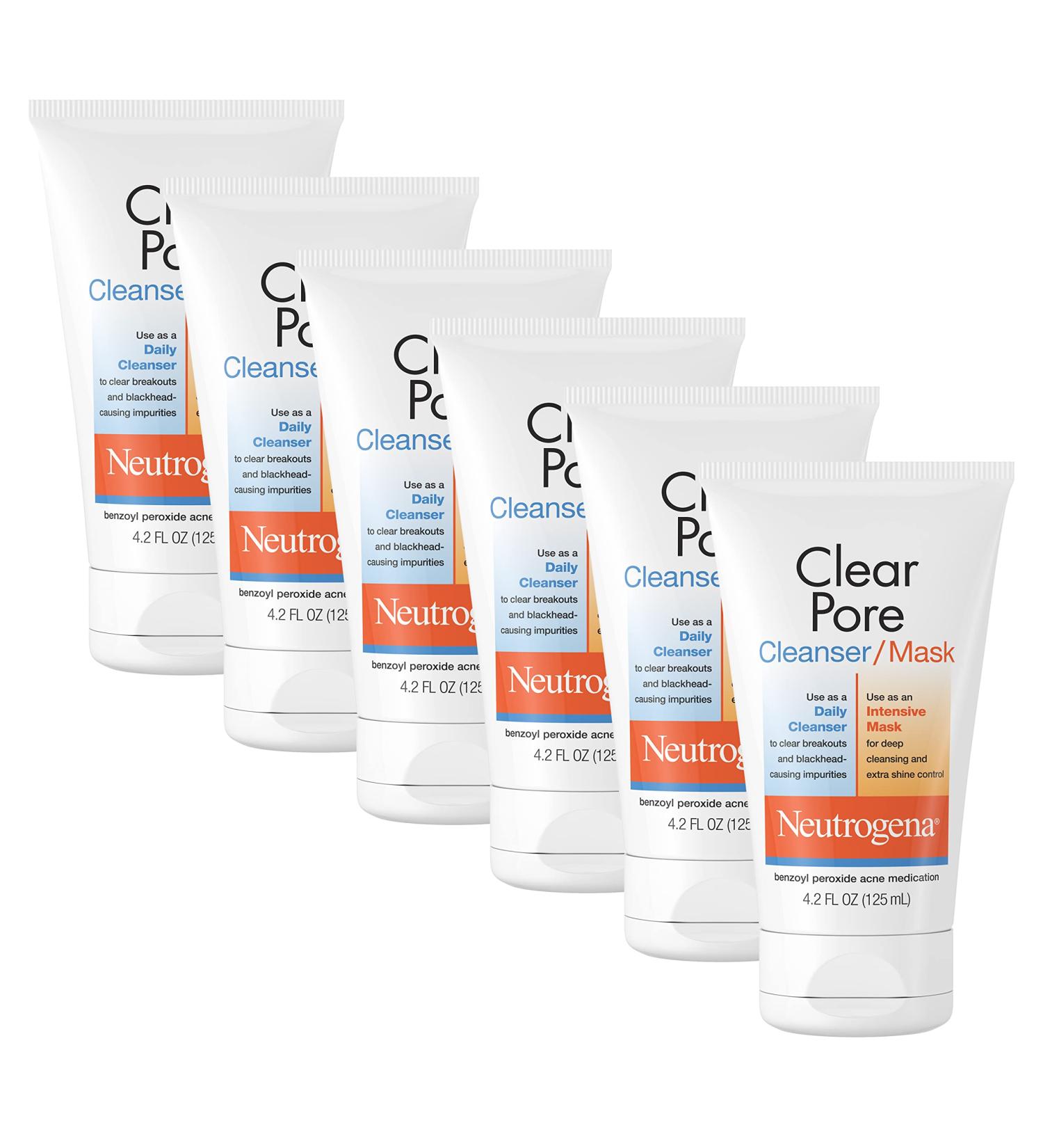 Neutrogena Clear Pore 2-in-1 Facial Cleanser & Mask with Benzoyl Peroxide - 4.2 fl. oz - Buy Online on GoSupps.com