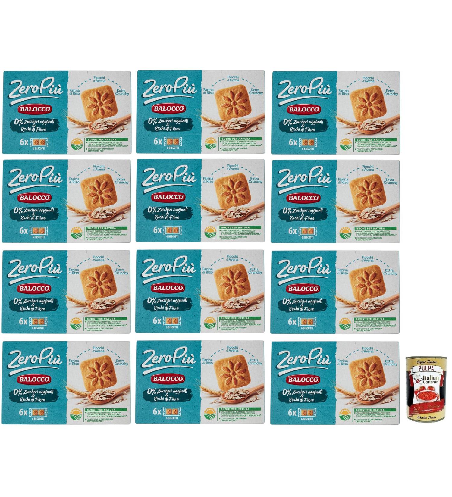 Balocco Zero Pi Biscotti Pack of 12 biscuits without added sugar rice flour oat flakes and crunchy 230 g pack + Italian Gourmet Polpa di Pomodoro box 400 g - Buy Online on GoSupps.com