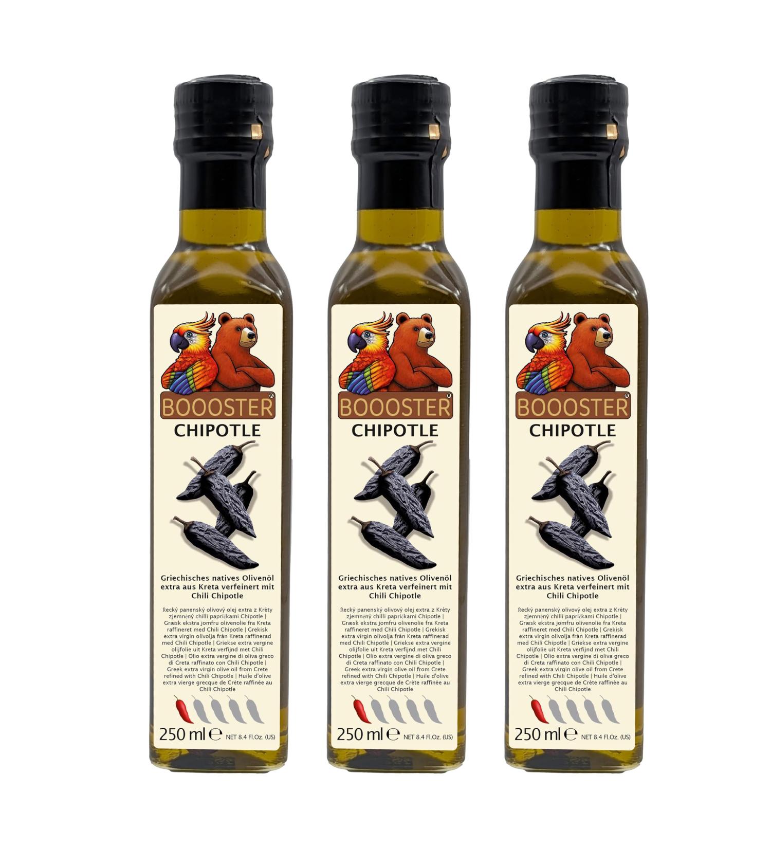  FOOD-UNITED BOOOSTER APSU Spicy Oil 3 x 250 ml Extra Virgin Olive Oil from Crete Greece with Chipotle Pepper Pods Slightly Spiced Premium Dressing Oil for the - Buy Online on GoSupps.com