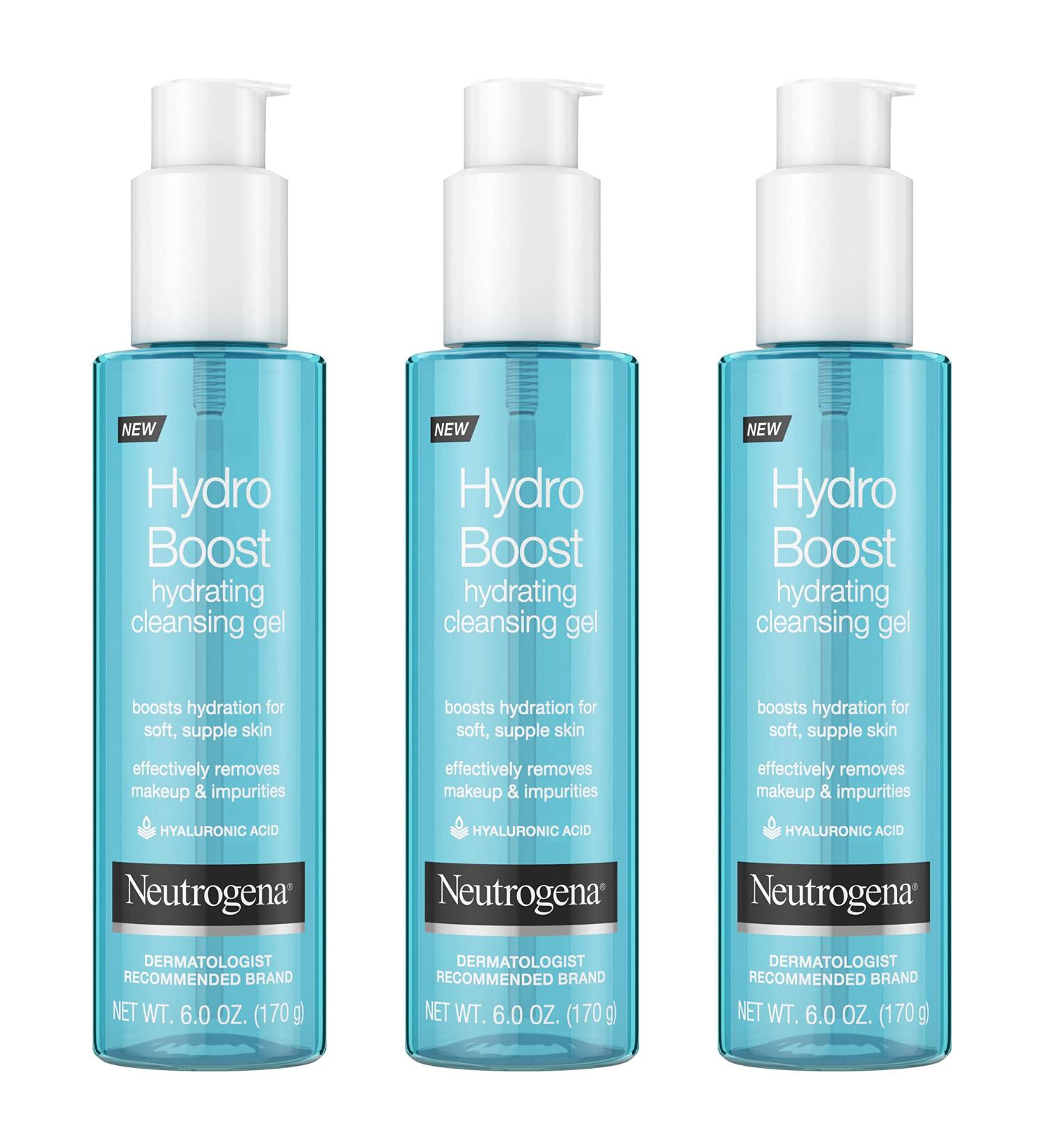 Neutrogena Hydro Boost Hydrating Facial Cleansing Gel - Pack of 3 | Hyaluronic Acid Face Wash | Gentle & Non Comedogenic - Buy Online on GoSupps.com
