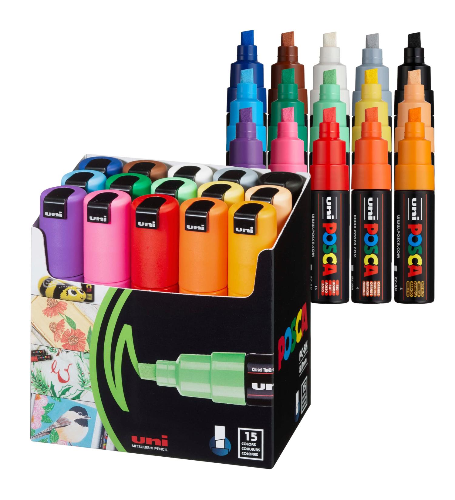 Posca Paint Markers Set - 15 Acrylic Paint Pens with Chisel Tips for Art & Fabric | Bold Art Markers - Buy Online on GoSupps.com