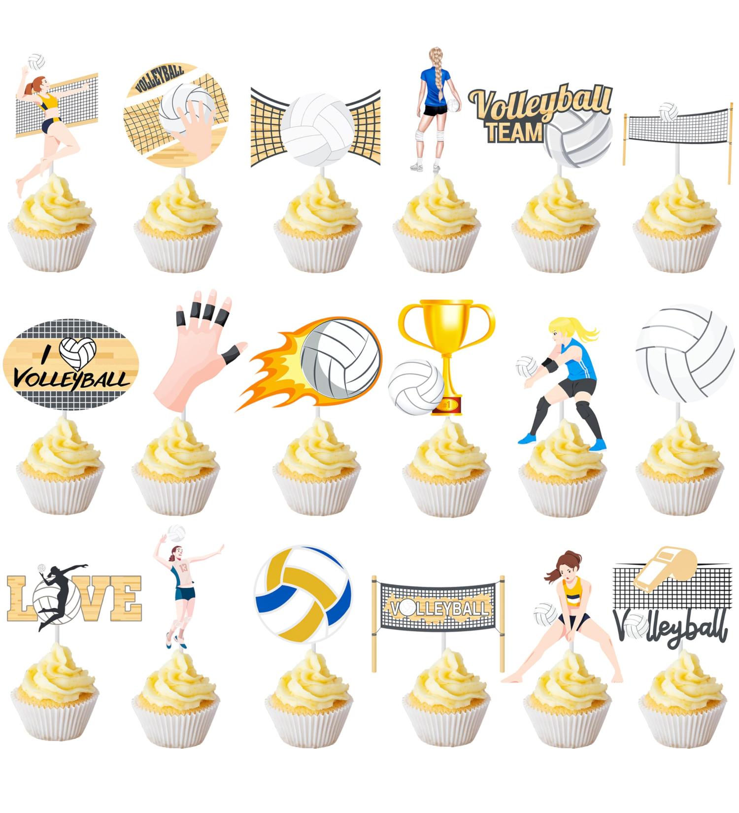 36pcs Volleyball Party Cupcake Toppers Volleyball Birthday Cake Decorations - Buy Online on GoSupps.com