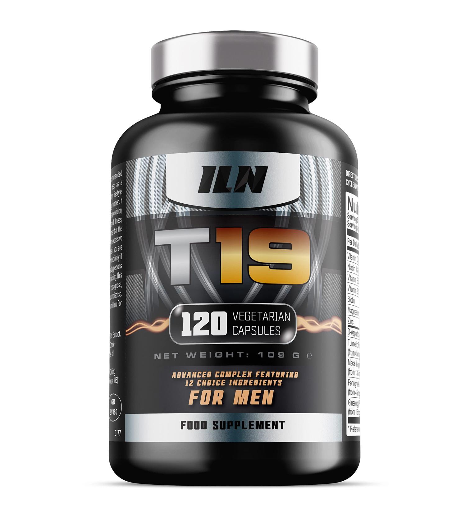 Men's T19 Vitamin Booster for Age 40+ - D-Aspartic Acid, Fenugreek & Maca - 120 Vegetarian Capsules - Buy Online on GoSupps.com