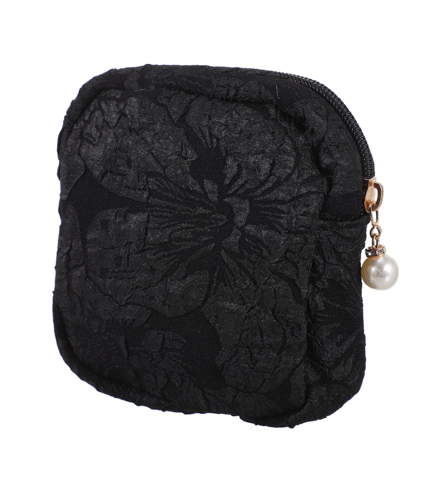 Healifty Menstrual Pad Storage Bag - Sanitary Napkin Travel Pouch for Women and Teen Girls - Black - Buy Online on GoSupps.com