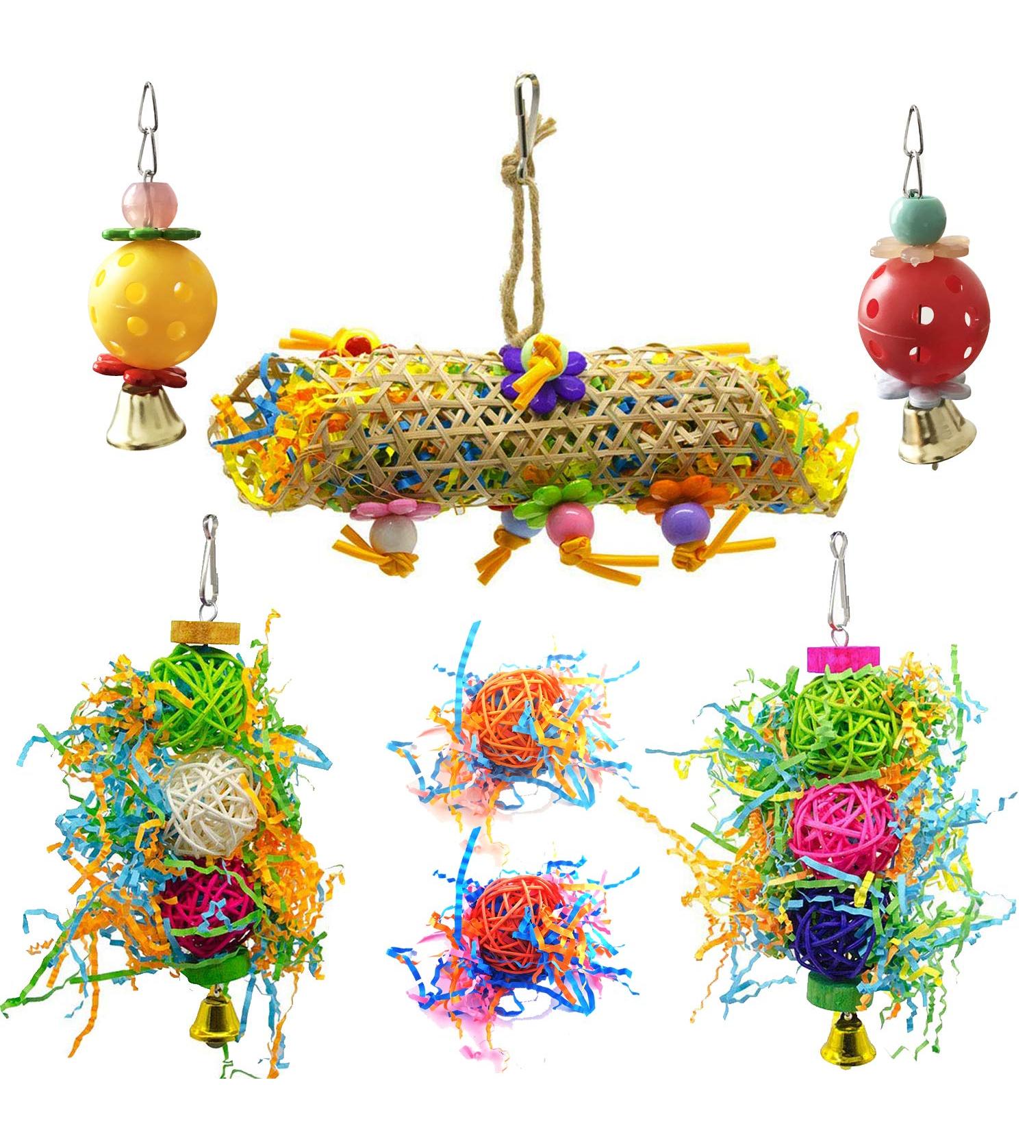 7 PCs Bird Toys Set - Swings Bells & Foot Trap Balls for Small Parrots Lovebirds & More - Perfect Chicken Stuff for Happy Birds - Buy Online on GoSupps.com
