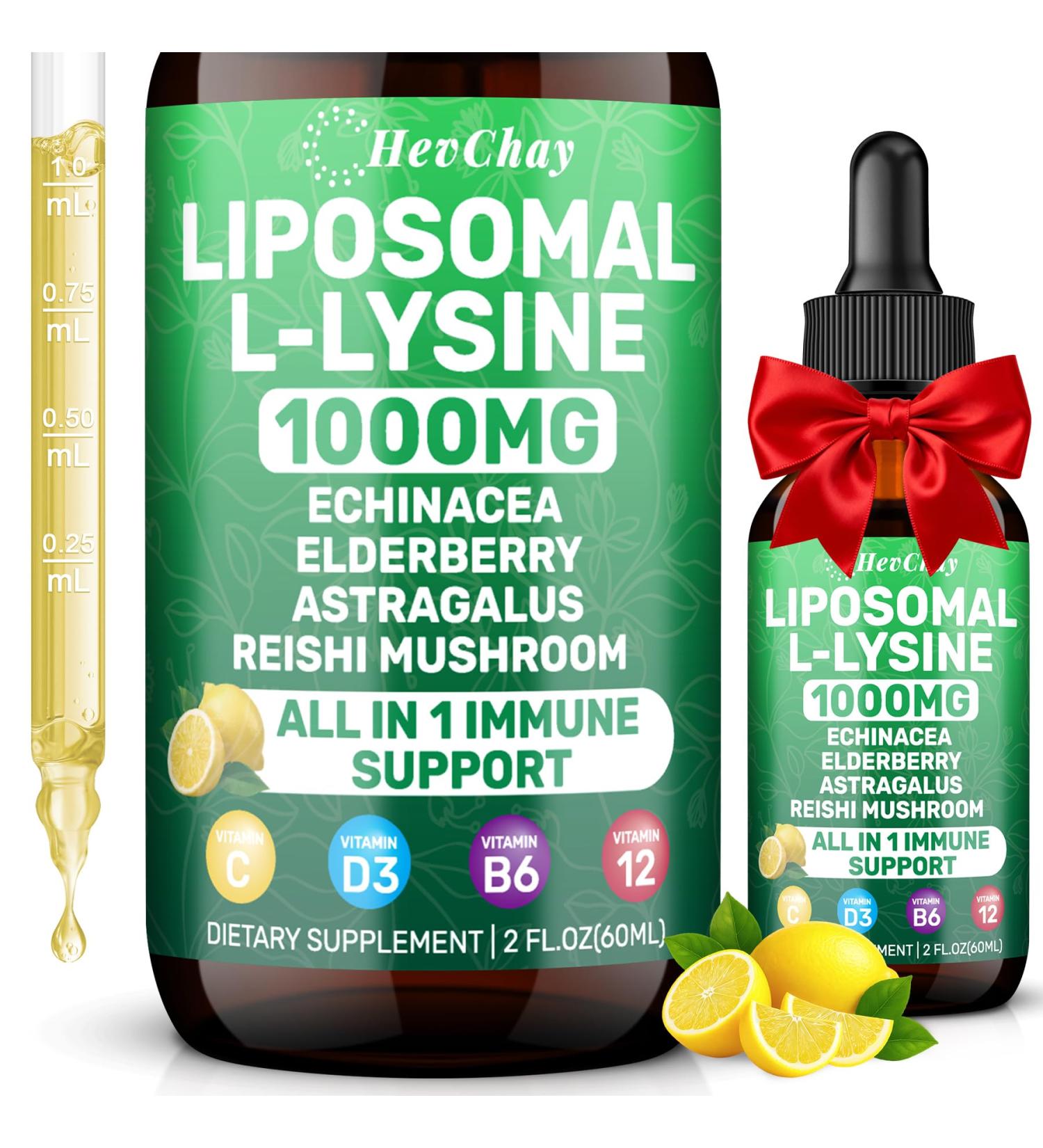 Liposomal L-lysine 1000MG Liquid Drops L-Lysine Supplements for Kids and Adults All-in-1 Essential Amino Acid with Vitamin C B6 D3 B12 & Zinc for Collagen Lip skin & Immune Support 1 Pack 2 Fl Oz (Pack of 1) - Buy Online on GoSupps.com
