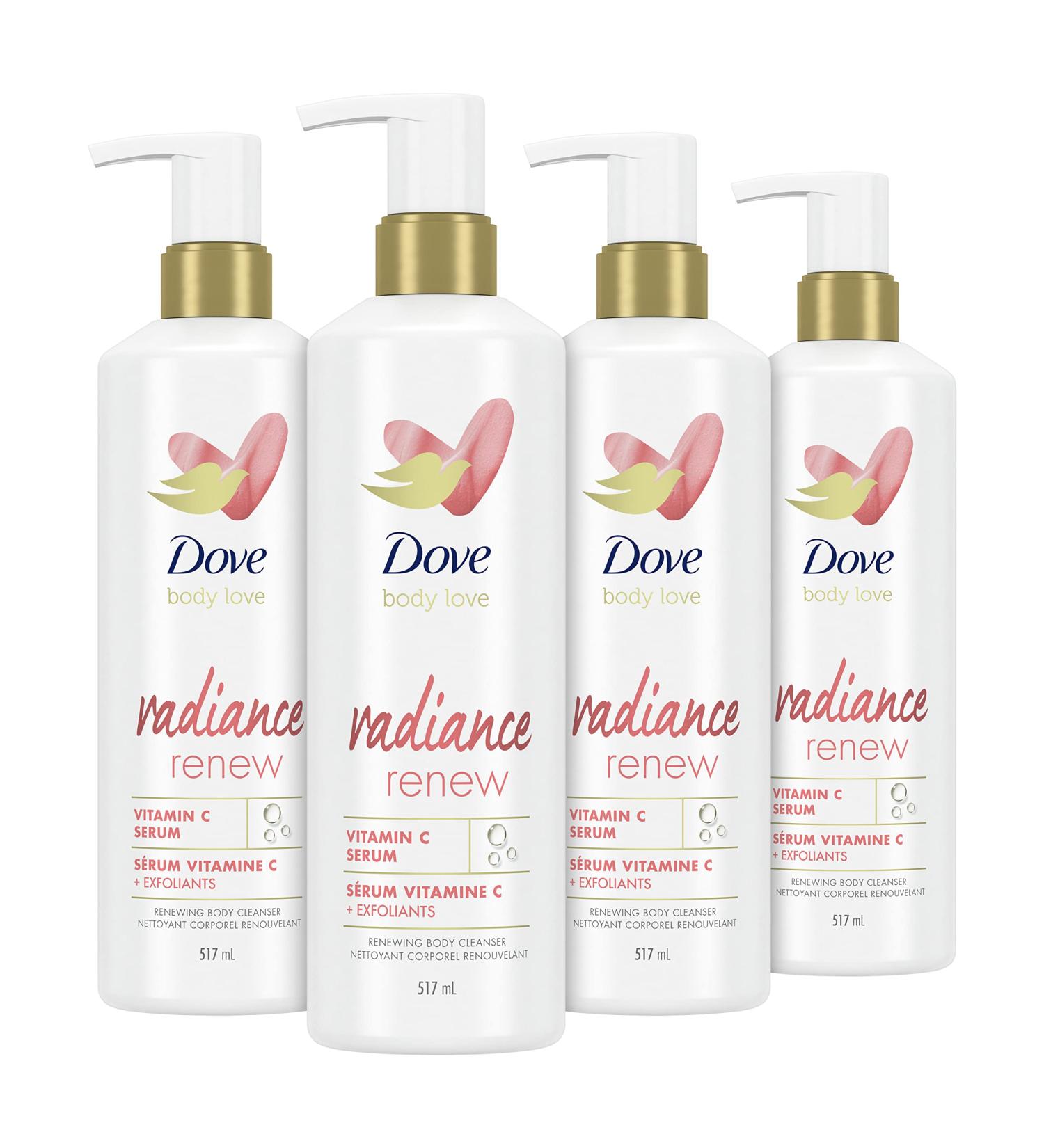 Dove Body Love Radiance Renew Exfoliating Body Wash with Vitamin C Serum - 4 Pack, 17.5 fl oz Each - Buy Online on GoSupps.com