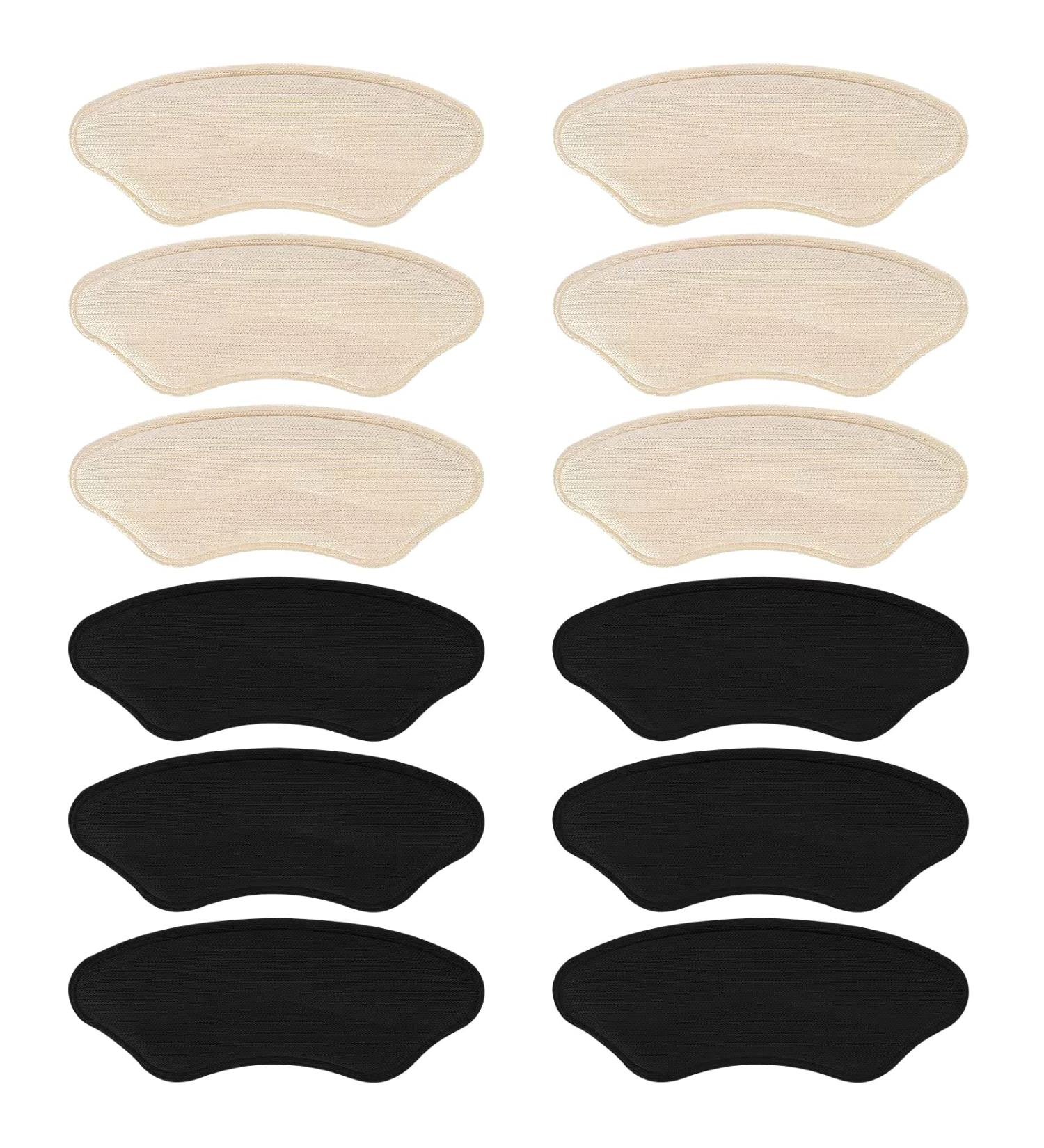 6 Pair Self-Adhesive Heel Pads for Loose Shoes - Men & Women - Black&Beige - Buy Online on GoSupps.com