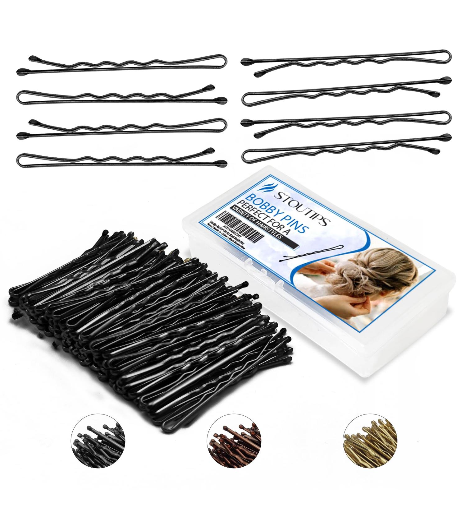 Stoutips 100 Pcs Black Hair Bobby Pins for Women 5cm - Hair Grips with Storage Box for Hairdressing Makeup Styling - Buy Online on GoSupps.com
