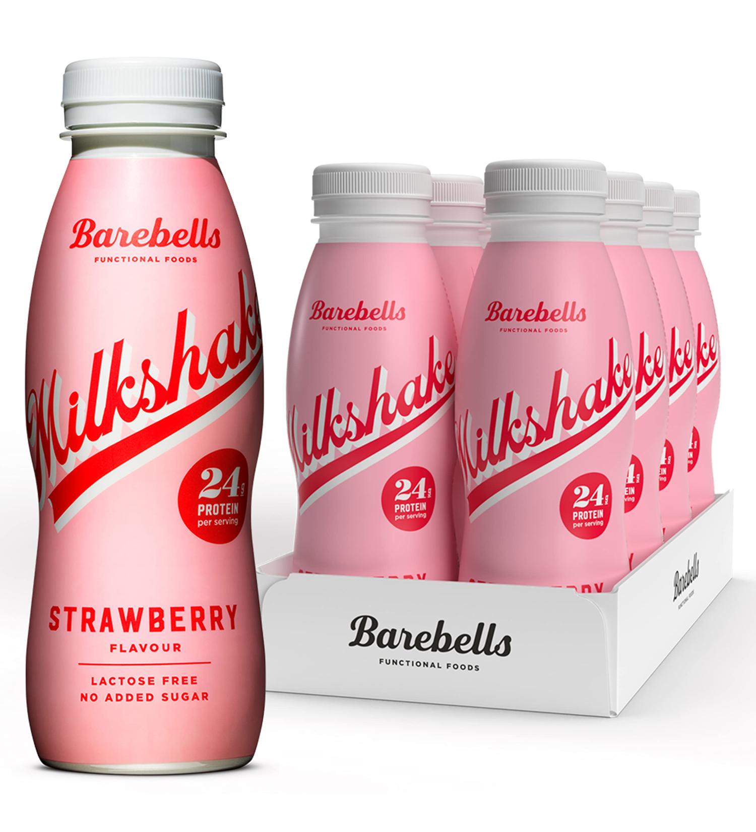 Barebells | Barebells Milkshake Pack (8x330 Ml) | Protein Drinks | Protein Milkshake Pack - Strawberry - Buy Online on GoSupps.com