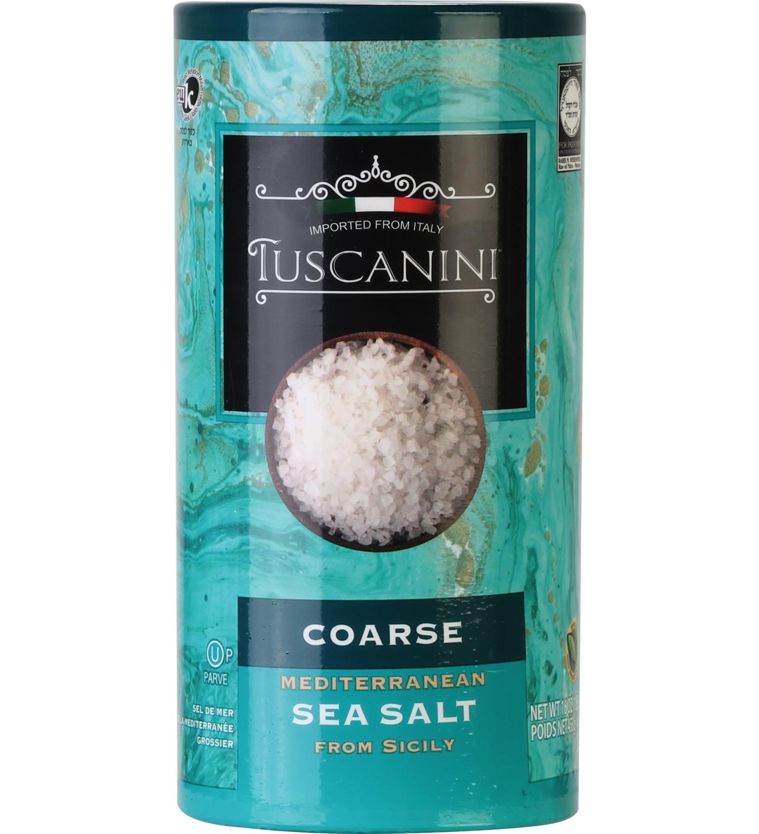 Tuscanini Coarse Mediterranean Sea Salt 16oz Tube - Authentic Sicilian Salt from Italy - Buy Online on GoSupps.com