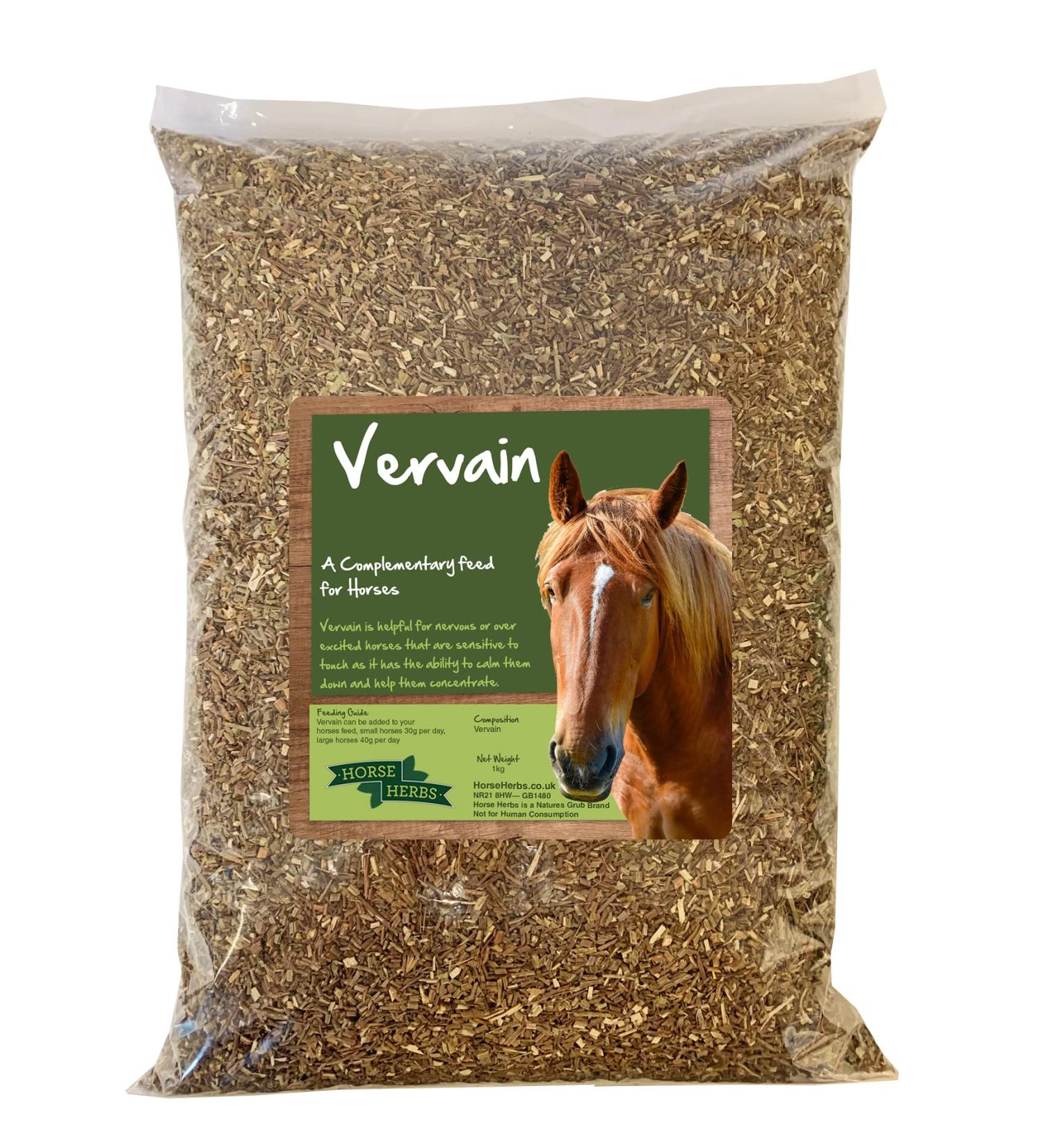Horse Herbs Vervain - Natural Calming Supplement for Horses Equine (1kg Bag)