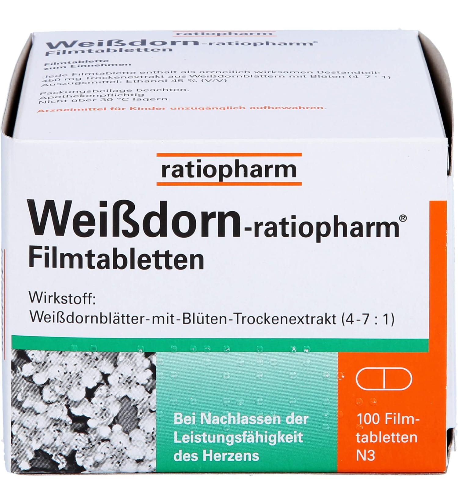 Buy WEISSDORN-RATIOPHARM Film-Coated Tablets 100 pcs - Fast International Shipping Natural Heart Support - Buy Online on GoSupps.com