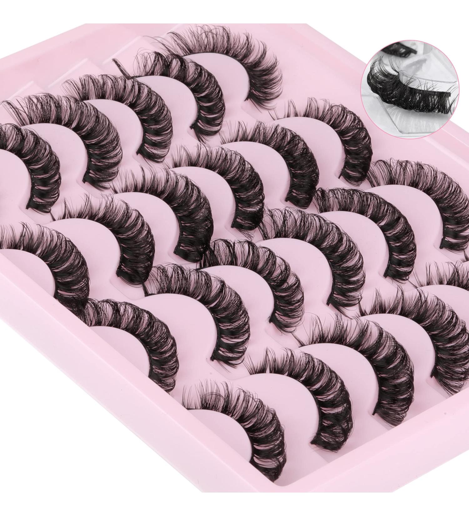 Newcally Natural Russian Mink D Curl Short Wispy Fake Eyelashes - 12 Pairs for Cat Eye Look - Buy Online on GoSupps.com