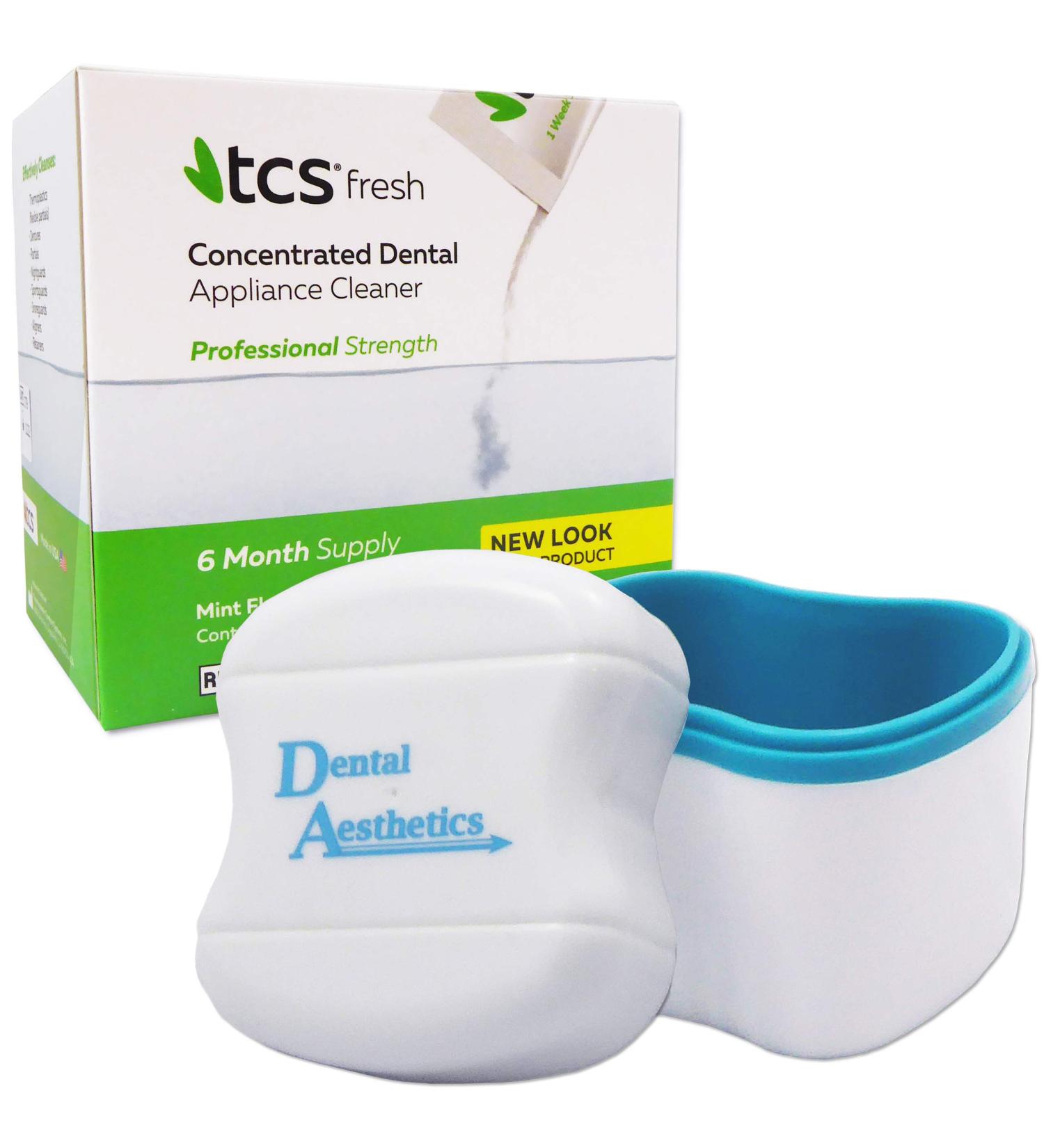 TCS & Denture Bath 24 Weekly Sachets Concentrated Cleaner for Flexible Dentures Retainers and Dental Appliances