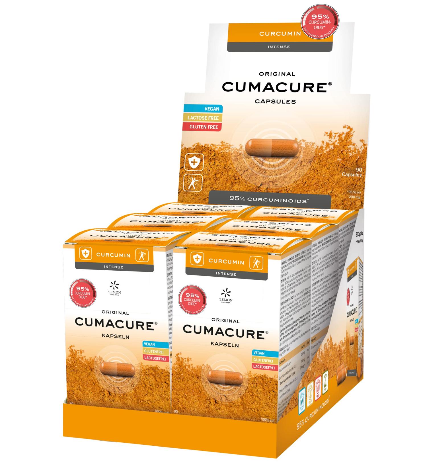 Buy Original Lemon Pharma Curcumin Cumacure Capsules - Vegan 540 Pieces (6 Packs of 90) for Maximum Health Benefits | International Shipping Available - Buy Online on GoSupps.com